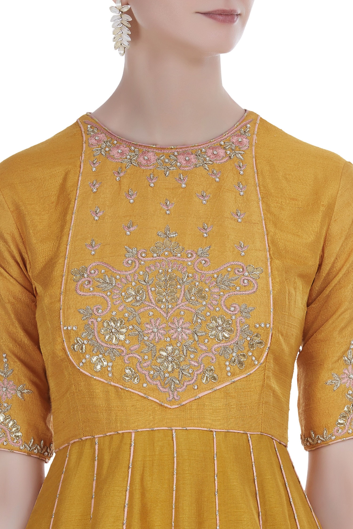 Buy Banarasi Silk Anarkali with Dupatta by Kritika Dawar at Aza Fashions
