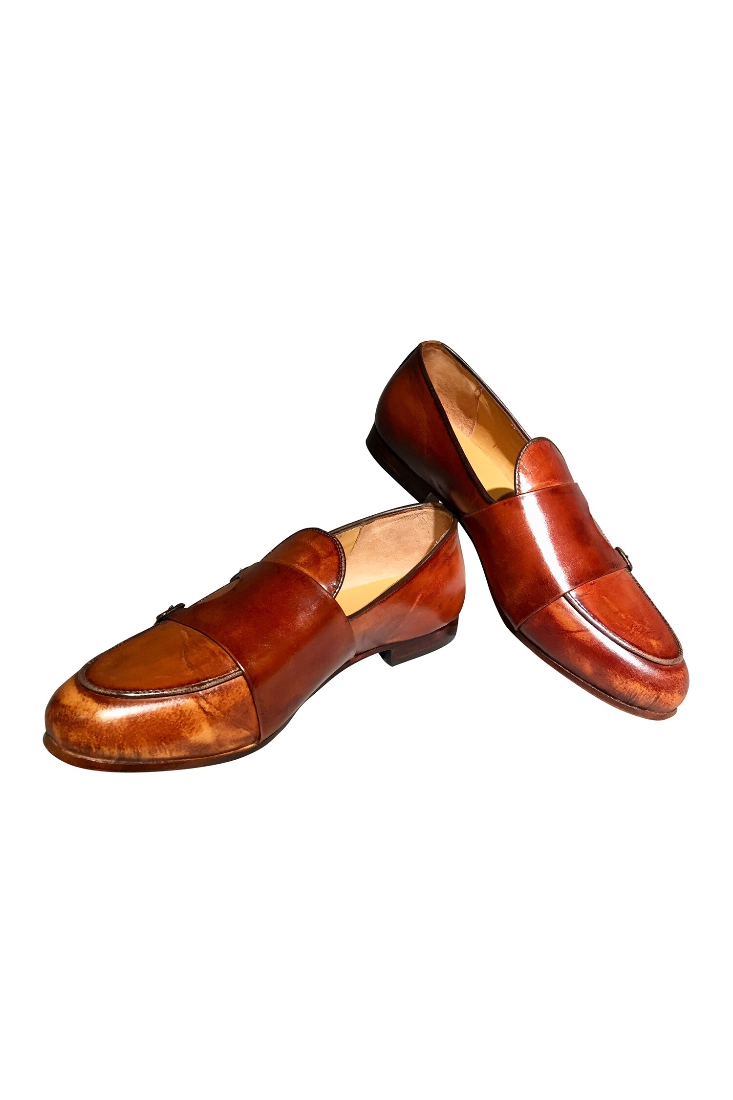 Buy Brown Handcrafted Pure Leather Dmonk Formal Shoes For Men by