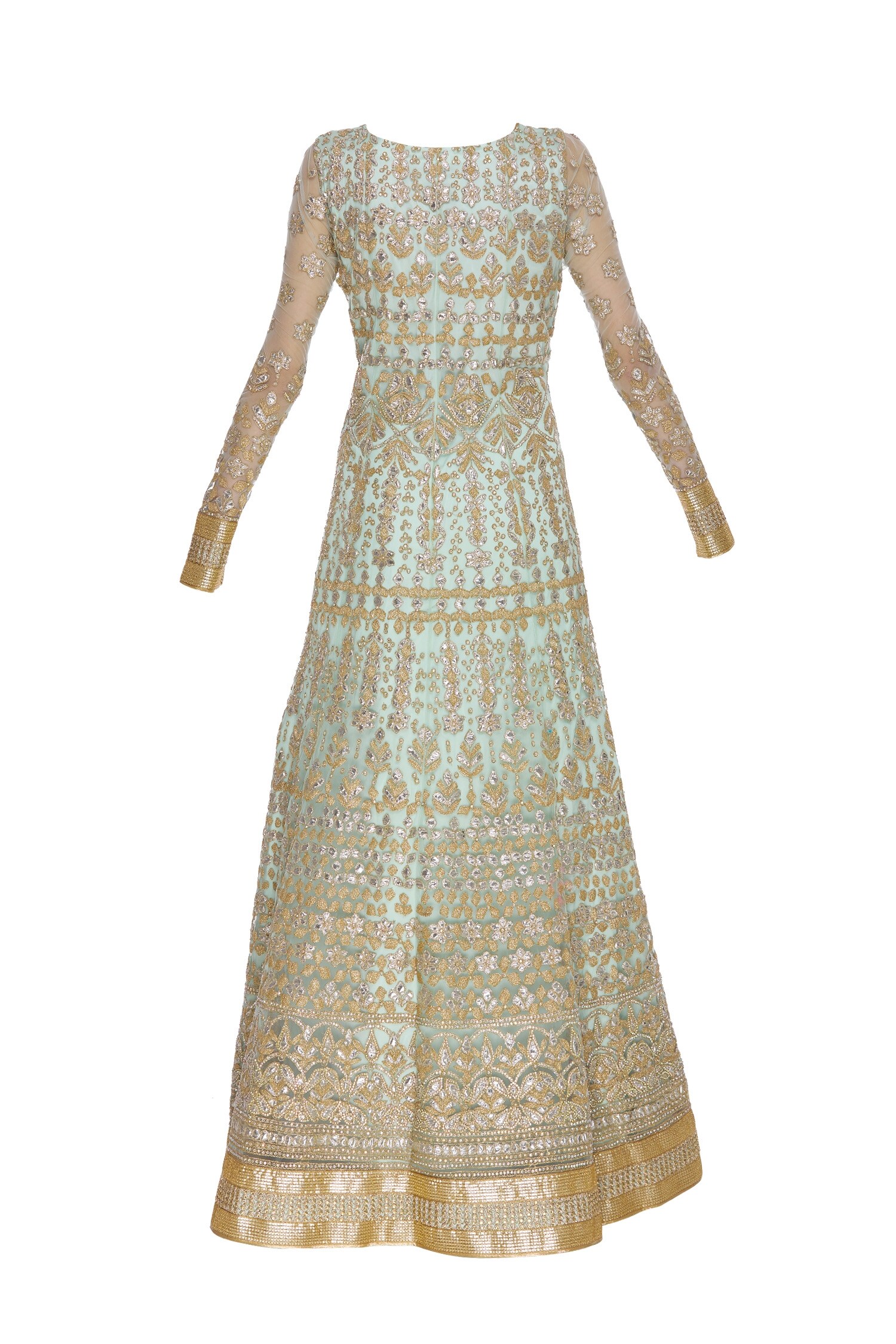 Buy Vandana Sethi Green Sequin Embroidered Jacket Kurta And Lehenga Set