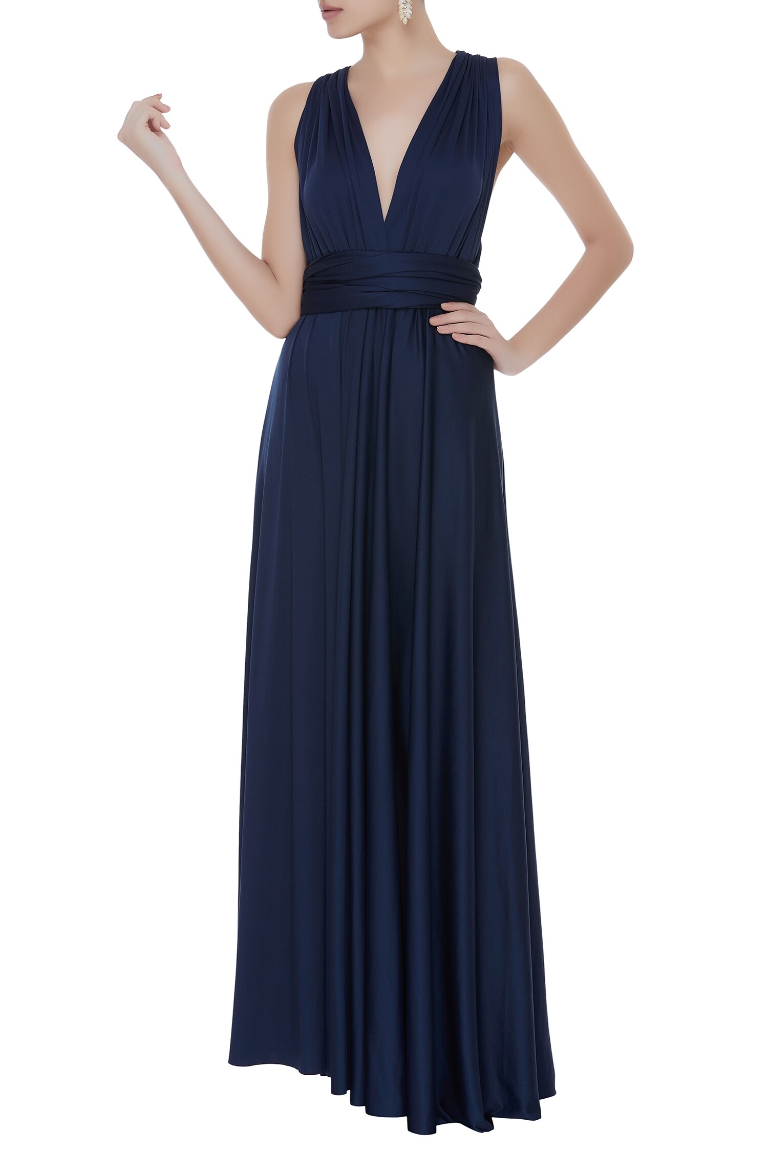 v neck gown