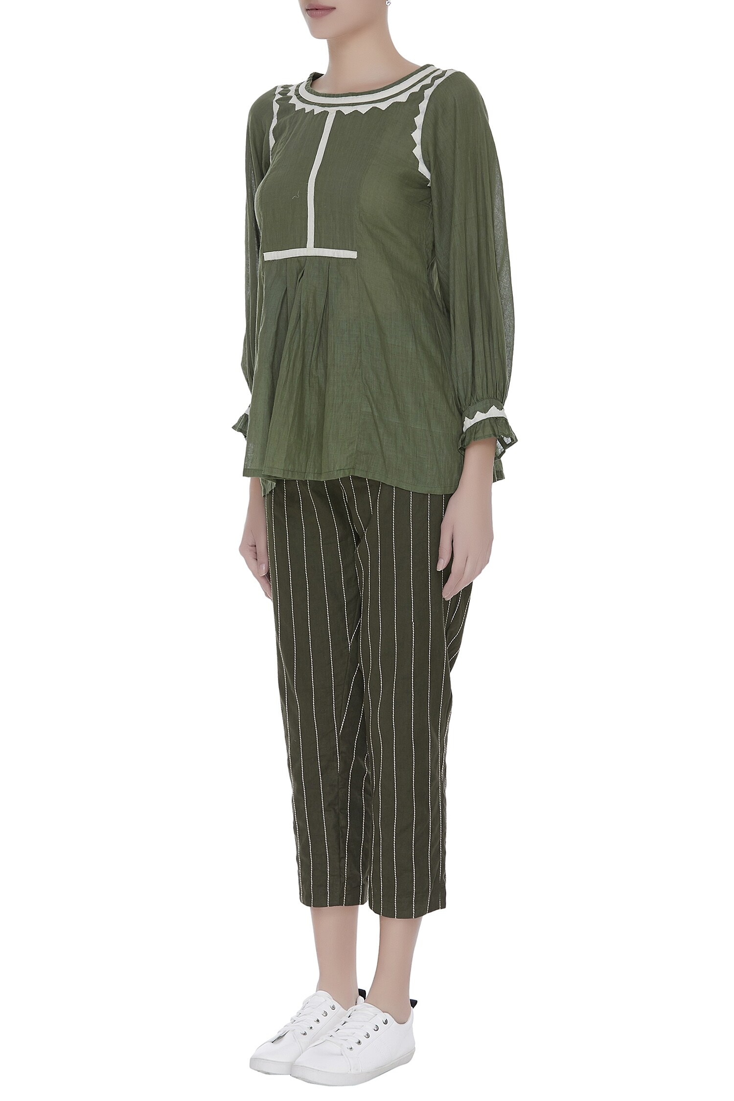 Buy Linen Embroidered Blouse by Chambray & Co. at Aza Fashions