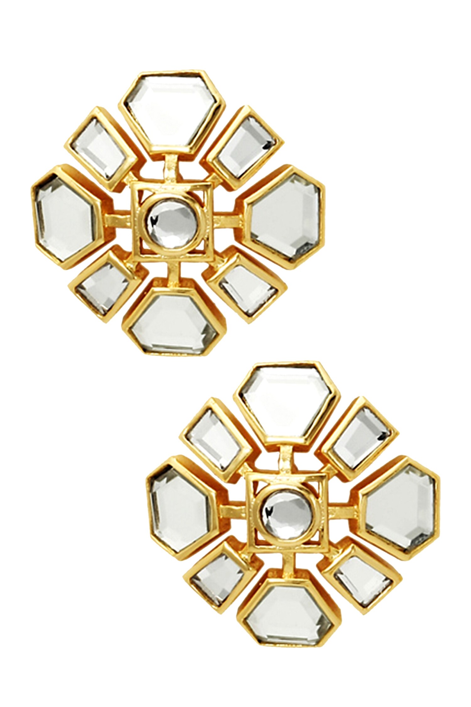 Buy Isharya Mirror Cluster Earirngs Stud Earrings Online Aza Fashions