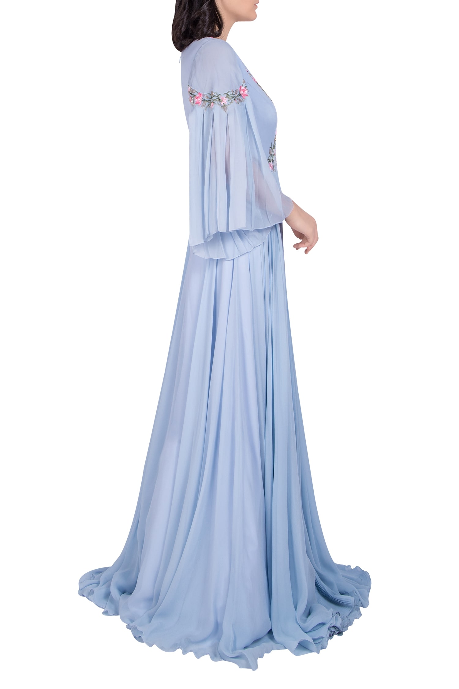 Buy Embellished gown with bell sleeves by Julie at Aza Fashions