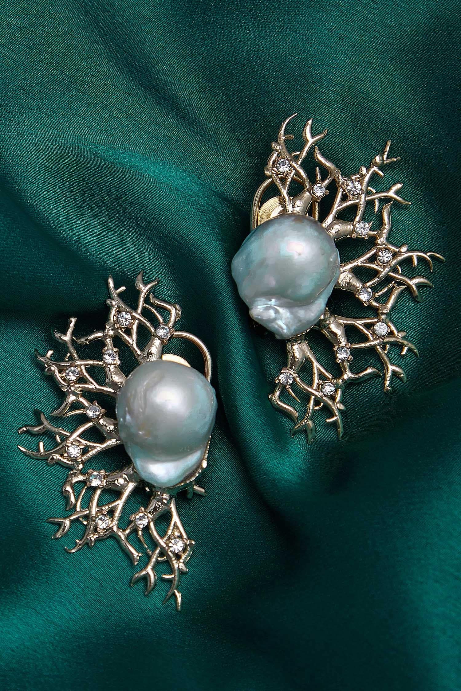 Drop Earrings Vintage Pearls  Faux Diamonds 1950s