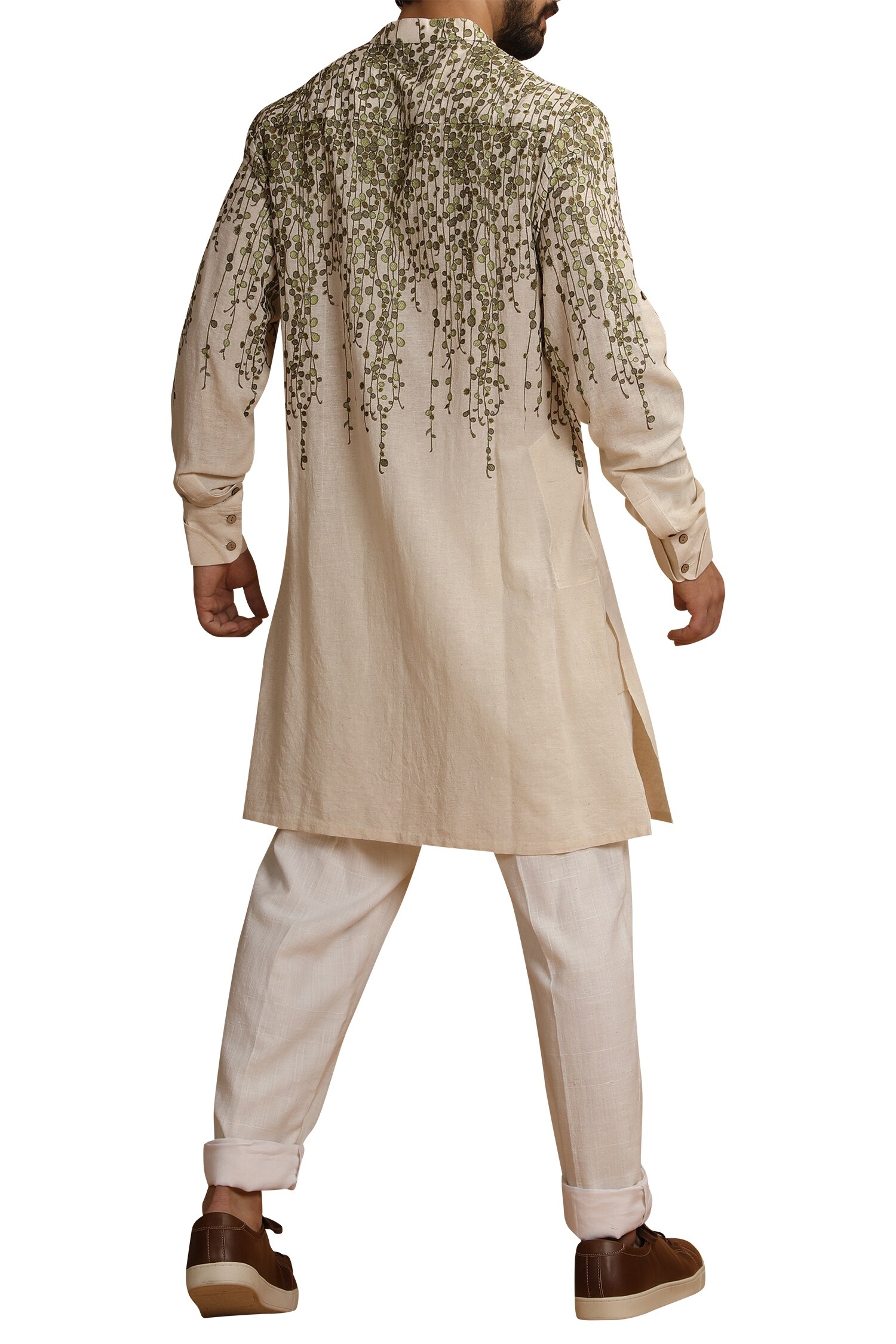 Buy Nakita Singh Men White Embroiedered Kurta With Cuff Sleeves Online Aza Fashions