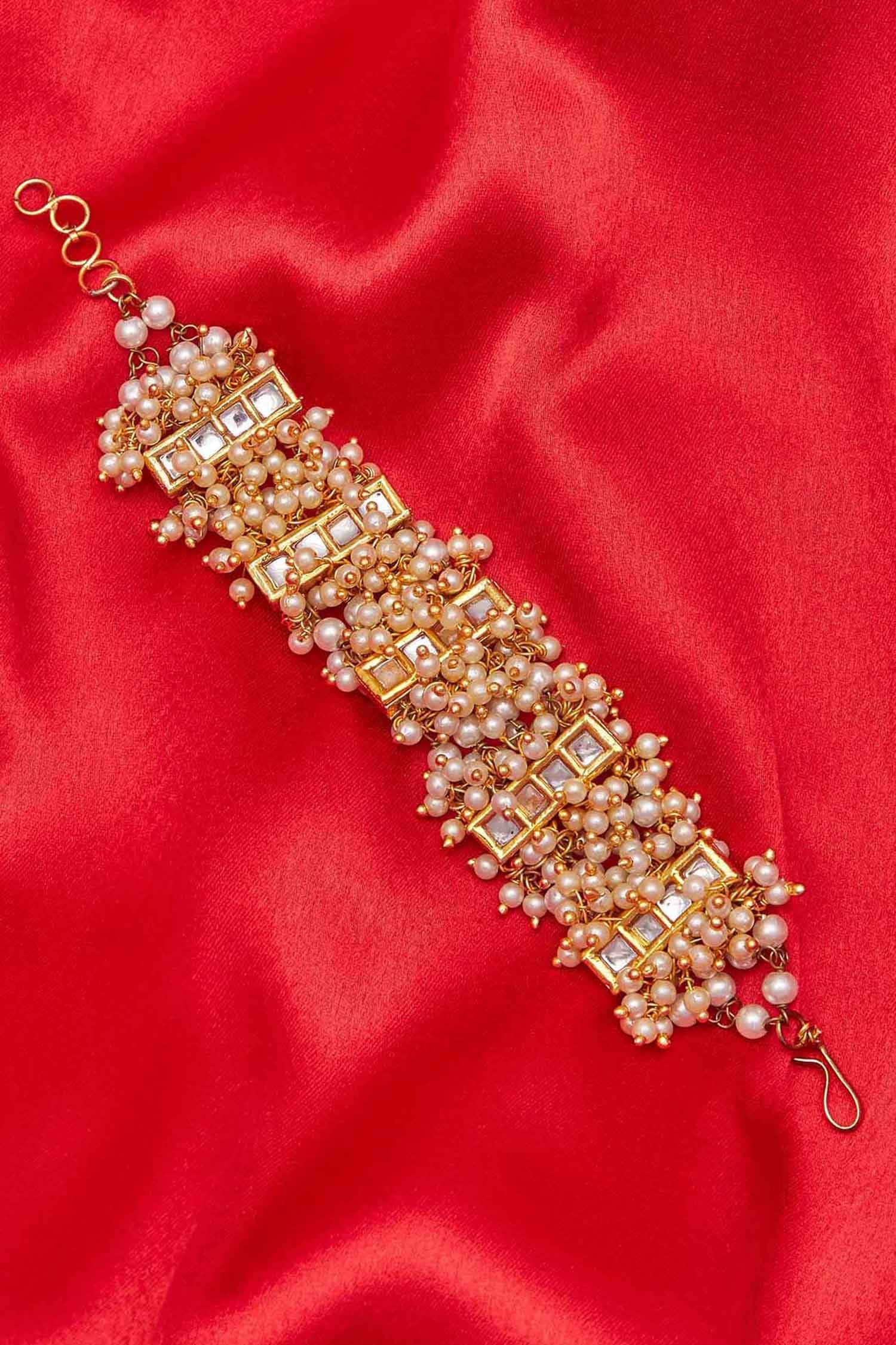 Britt - Gold Beaded Bracelet With Baroque Pearl in 14K Gold Filled |  SelinaStudio