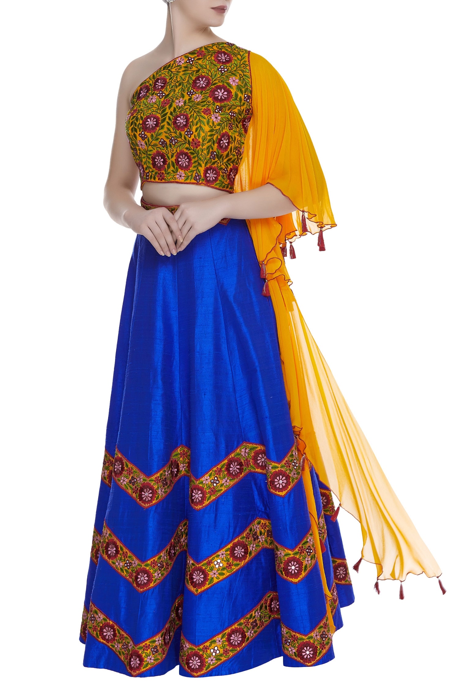 shoulder cut lehenga