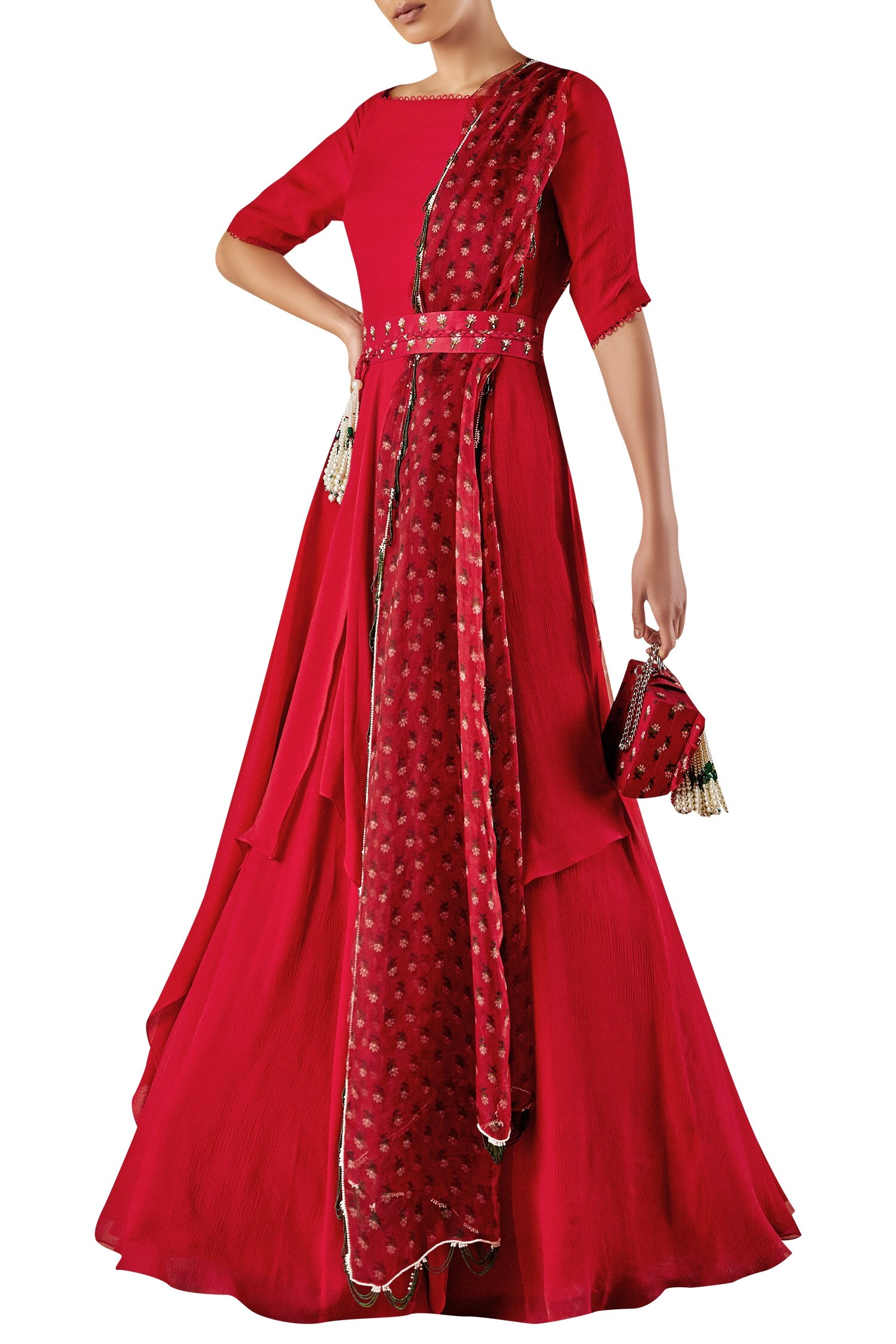 boat neck anarkali dress