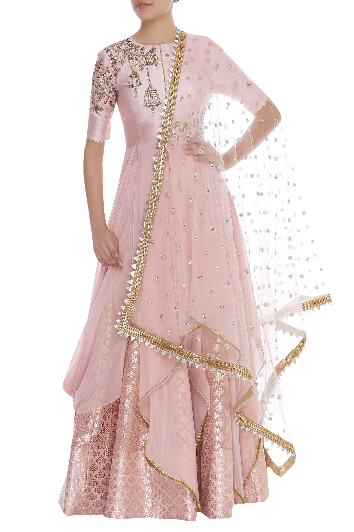 lehenga with frock kurti
