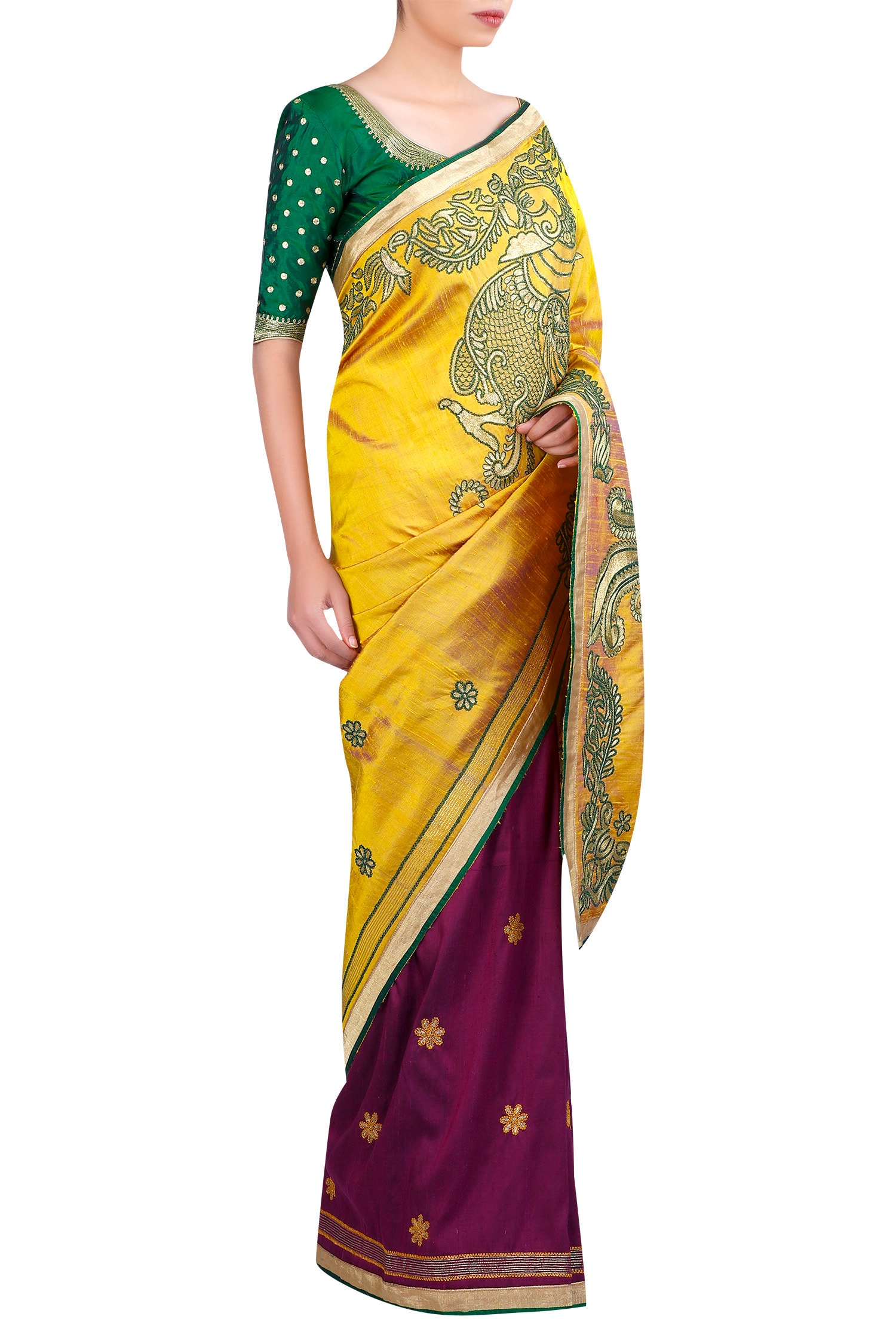 Buy HETAVYA CREATION Women's Lycra Blend Stylish Dhoti Saree With Separate  Blouse Piece (Mustard) at Amazon.in