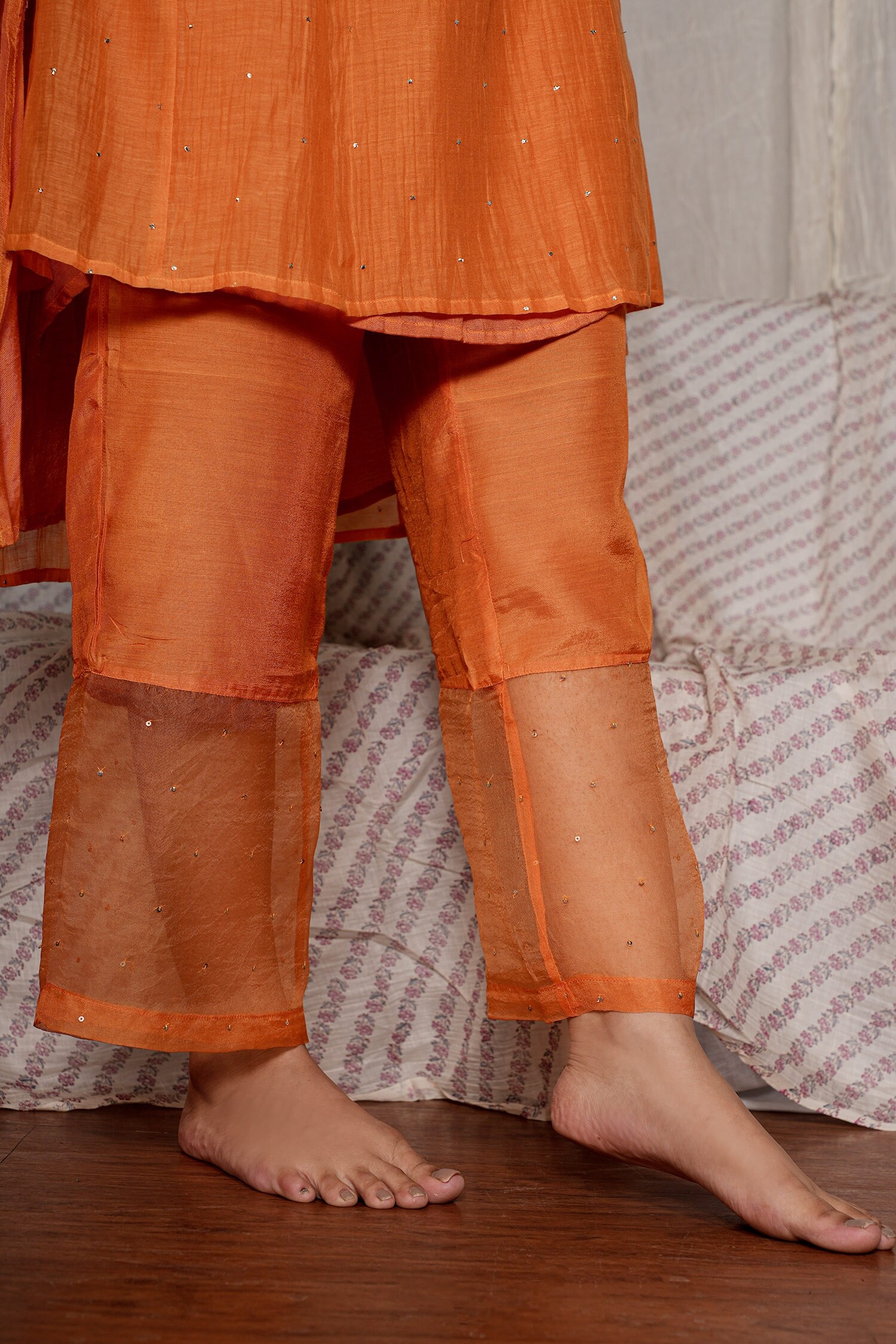 Buy Anaro Orange Women Cotton Lycra Pencil Pant (Kurti Pant