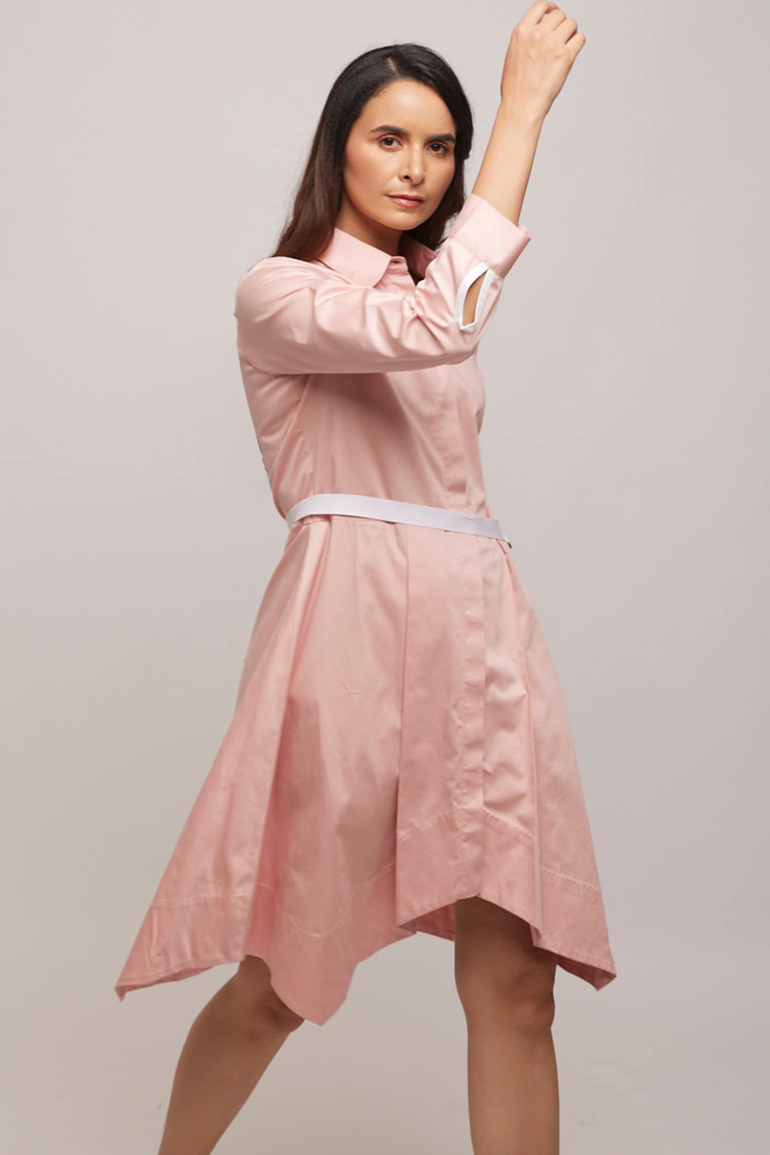 Pink midi clearance shirt dress