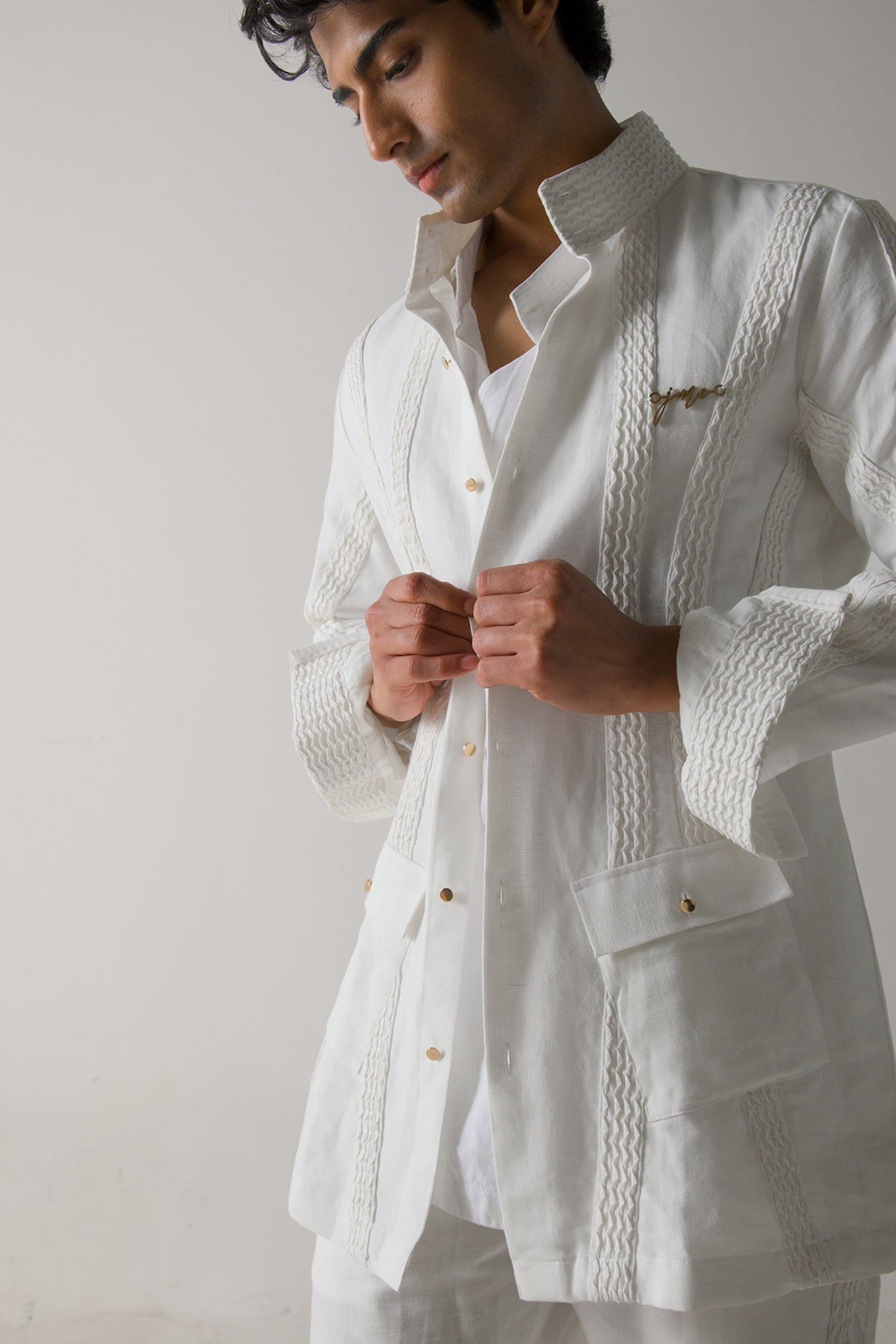 Buy White Cotton Linen Plain Overshirt For Men by Jatin Malik Online at Aza  Fashions.
