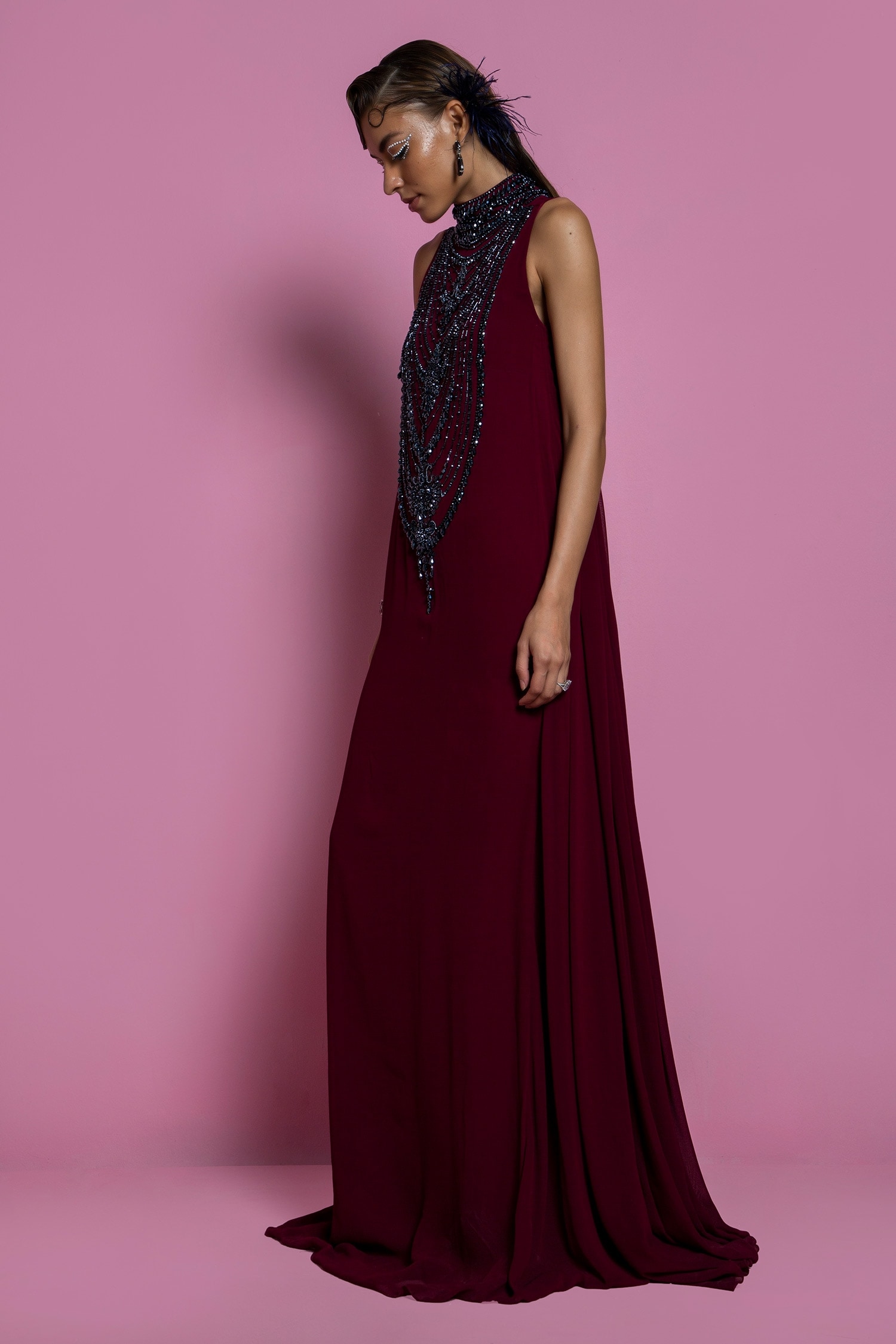 Buy GULABI DORI Lilac Assymetric Rayon Dress online
