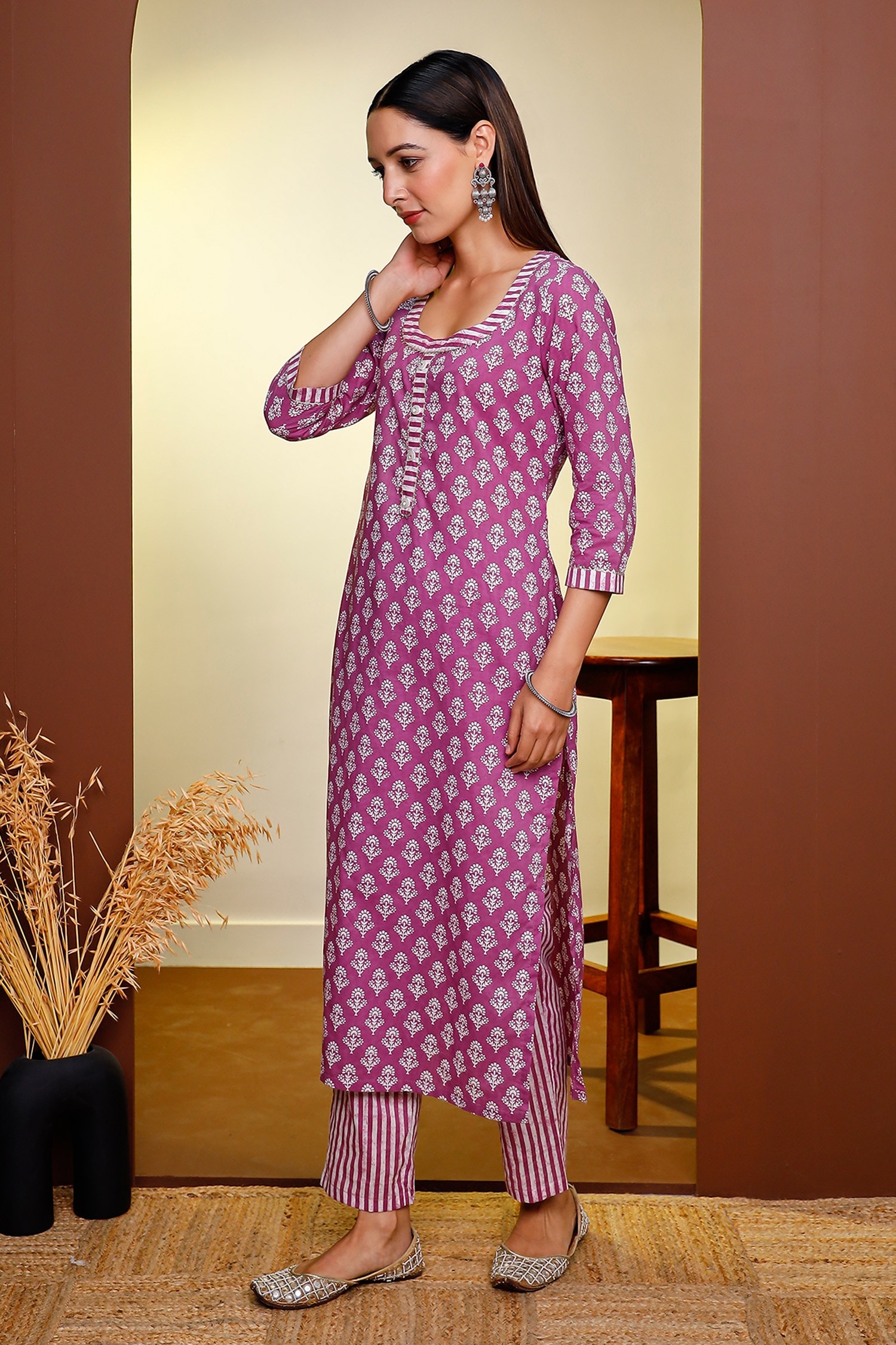 Buy Multi Color Cotton Printed Round Umbrella Sleeves Kurta And Pant Set  For Women by Cin Cin Online at Aza Fashions.