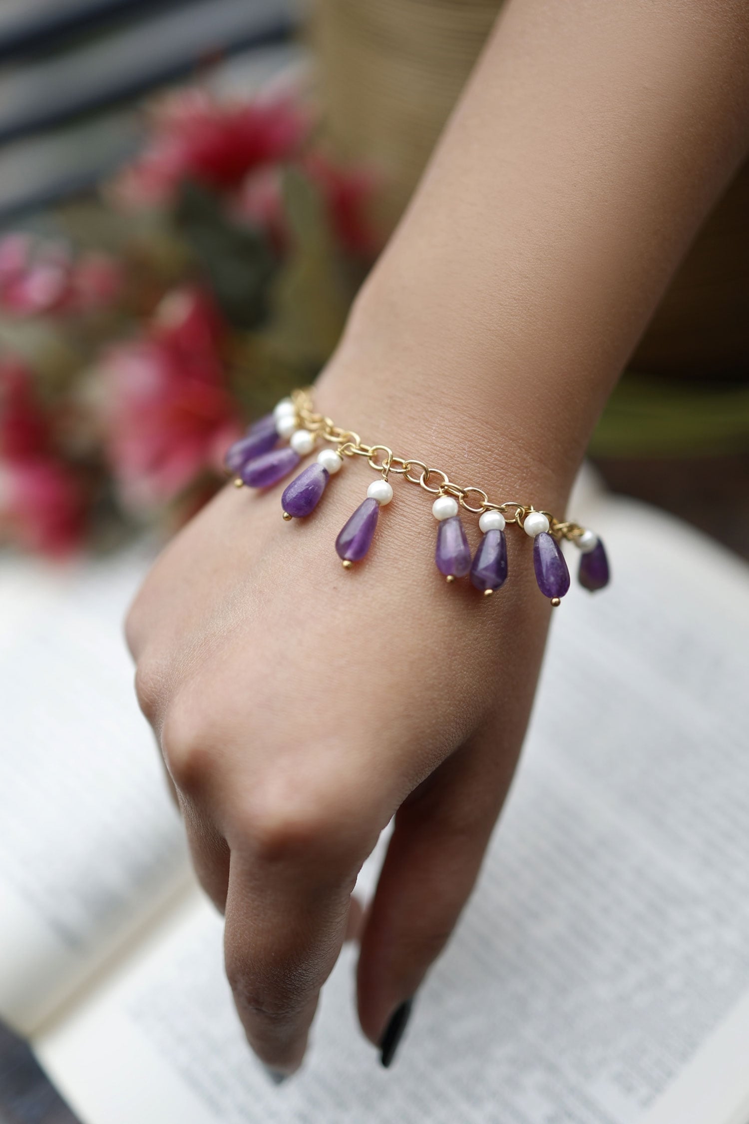 Buy Amethyst Bracelet, Stretch Bracelet, Crystal Bracelet, Authentic  Natural Amethyst Beaded Bracelet Online in India - Etsy