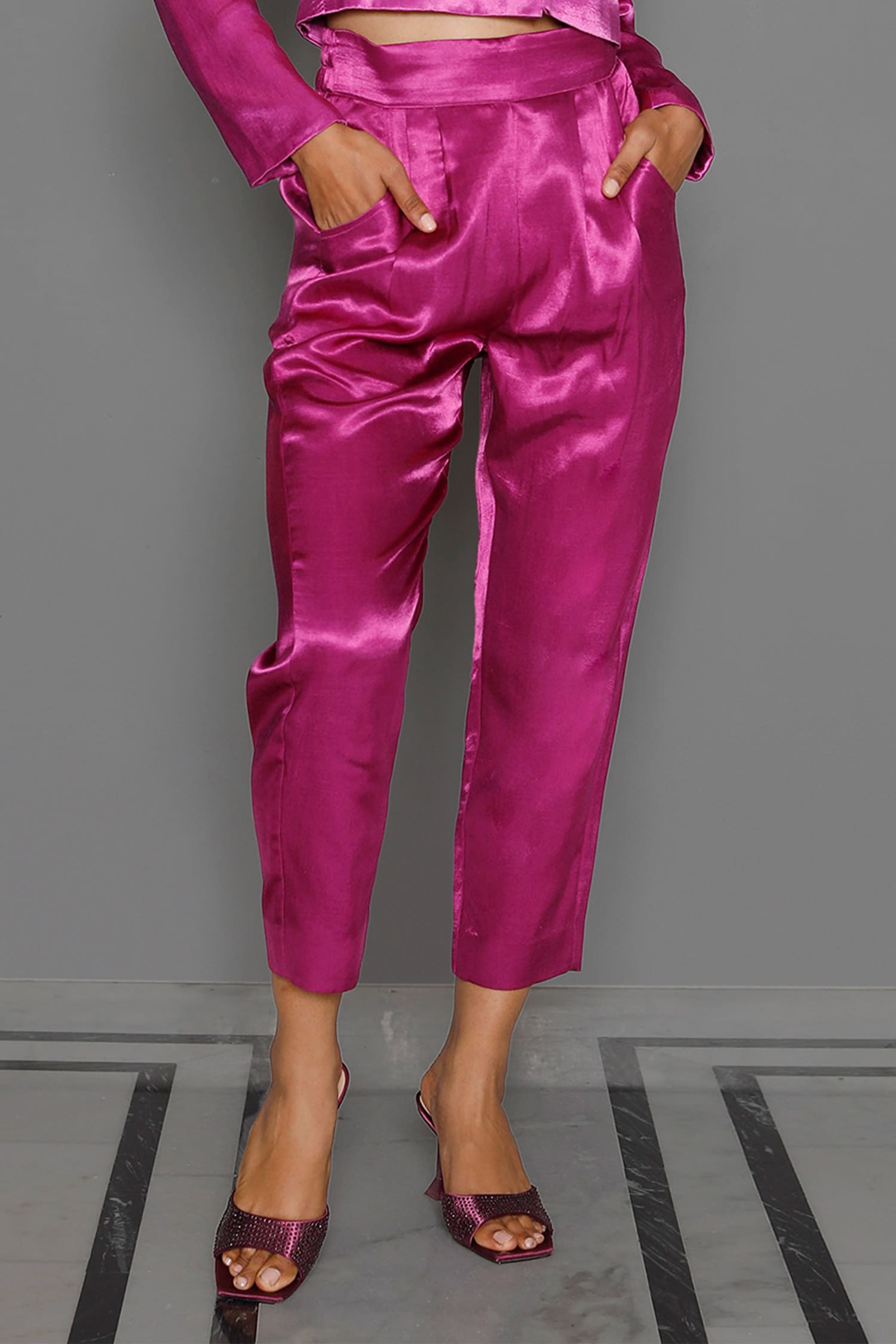 Buy Peach and Purple Cotton Stretchable Women White Cigarette Pants at  Amazonin