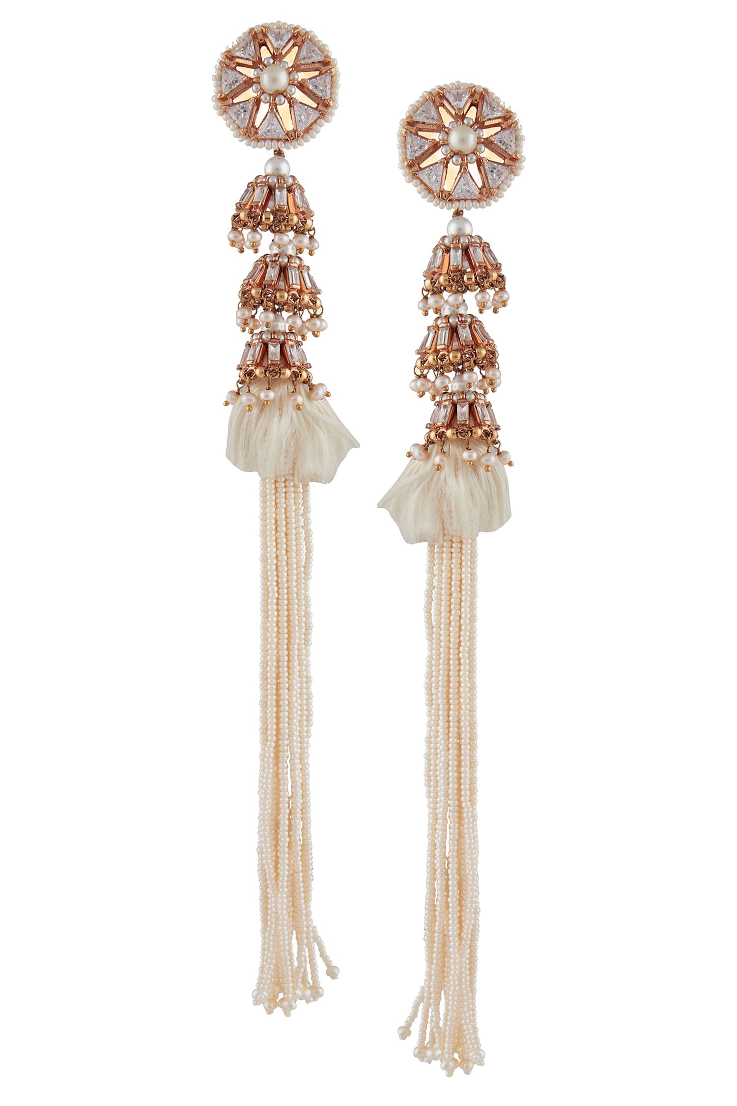 Gold Finish Yellow Pearl Tassel Earrings Design by House of D'oro at  Pernia's Pop Up Shop 2024