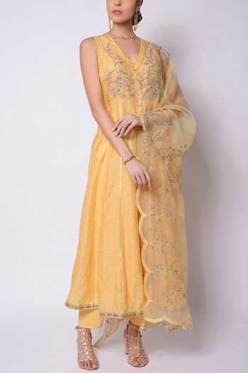 Chandi Yellow Anarkali Suit Set main image 0