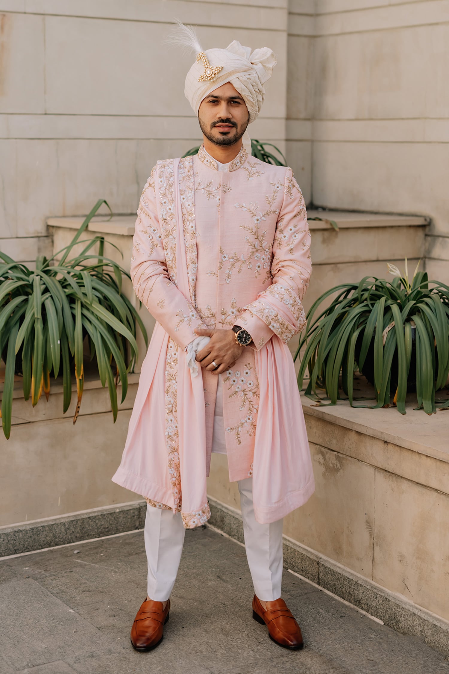 Peach sherwani shop