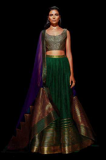 Azael green ORGANZA LEHENGA SET