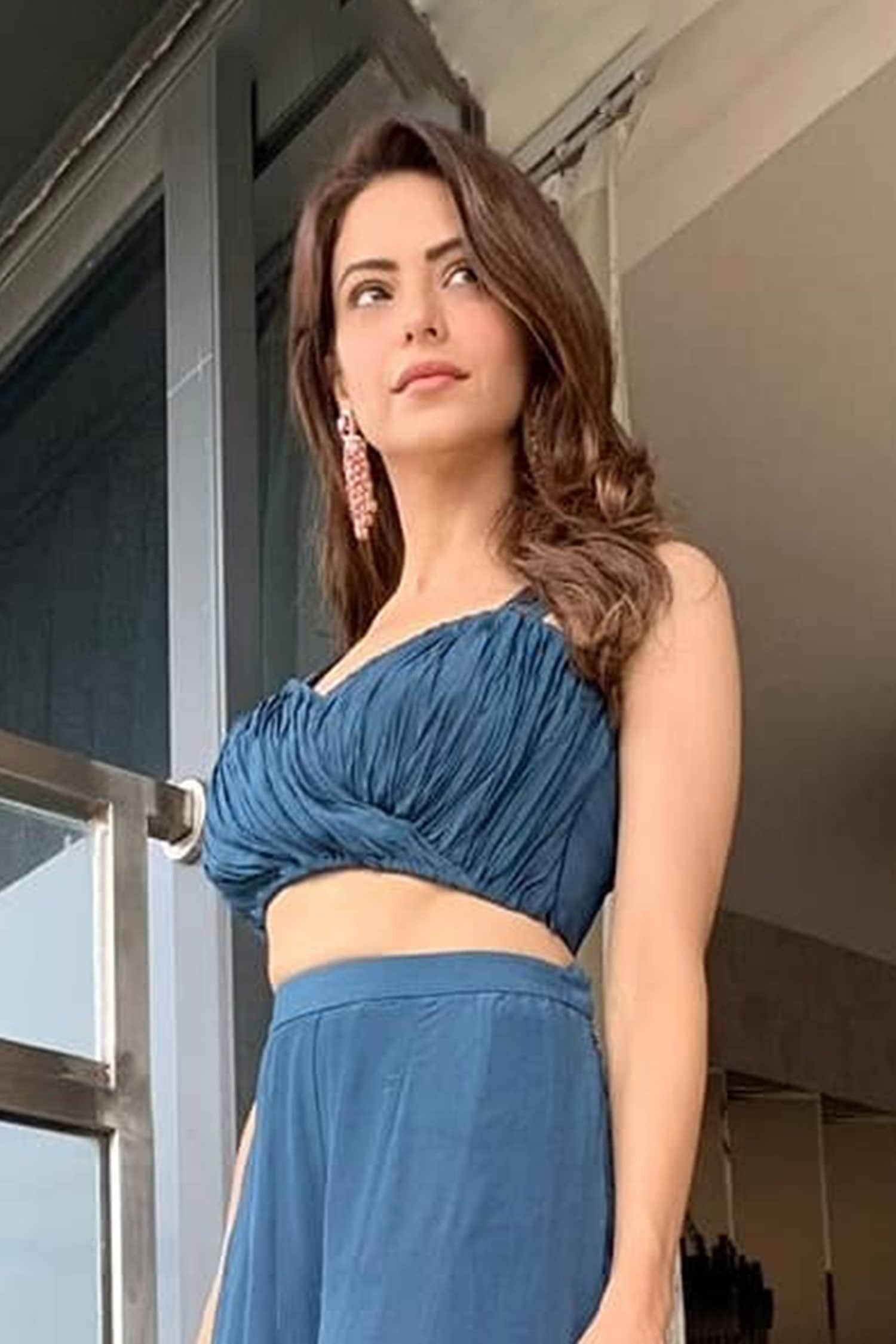 buy-aayushi-maniar-blue-crepe-silk-ruched-top-and-pant-set-online-aza-fashions