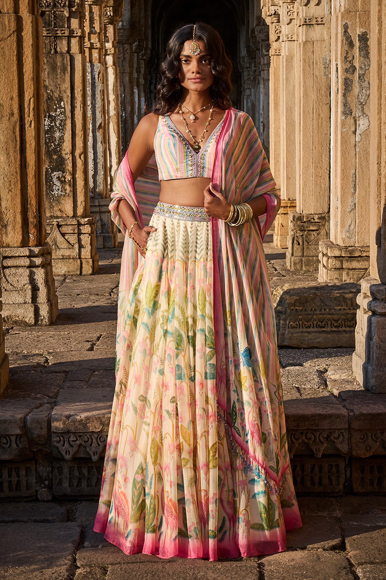 Buy Anita Dongre Flamingo Paradise Lehenga Set Online | Aza Fashions