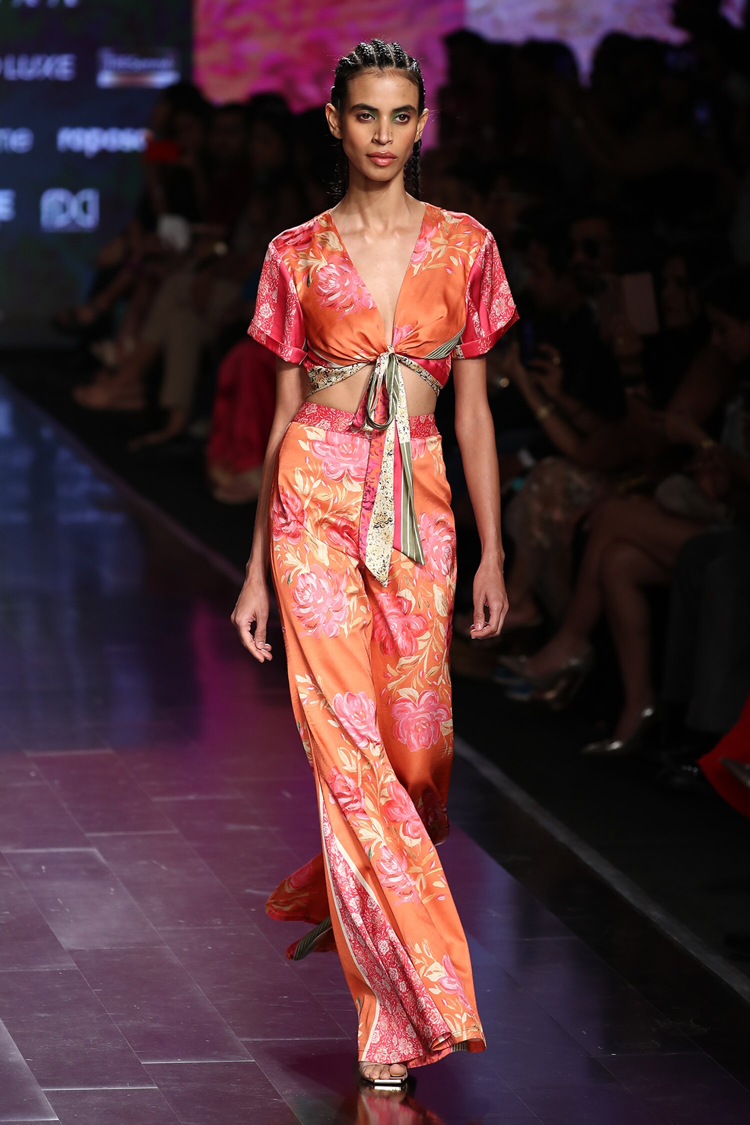 Buy Reynu Taandon Multi Color Floral Print Bell Bottom Pant Online ...
