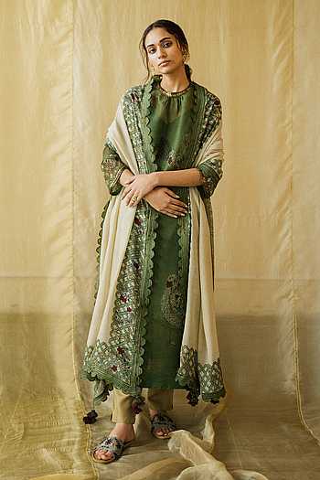 Green - Kalamkari Printed Cotton 2pc Kurta Set for women 10