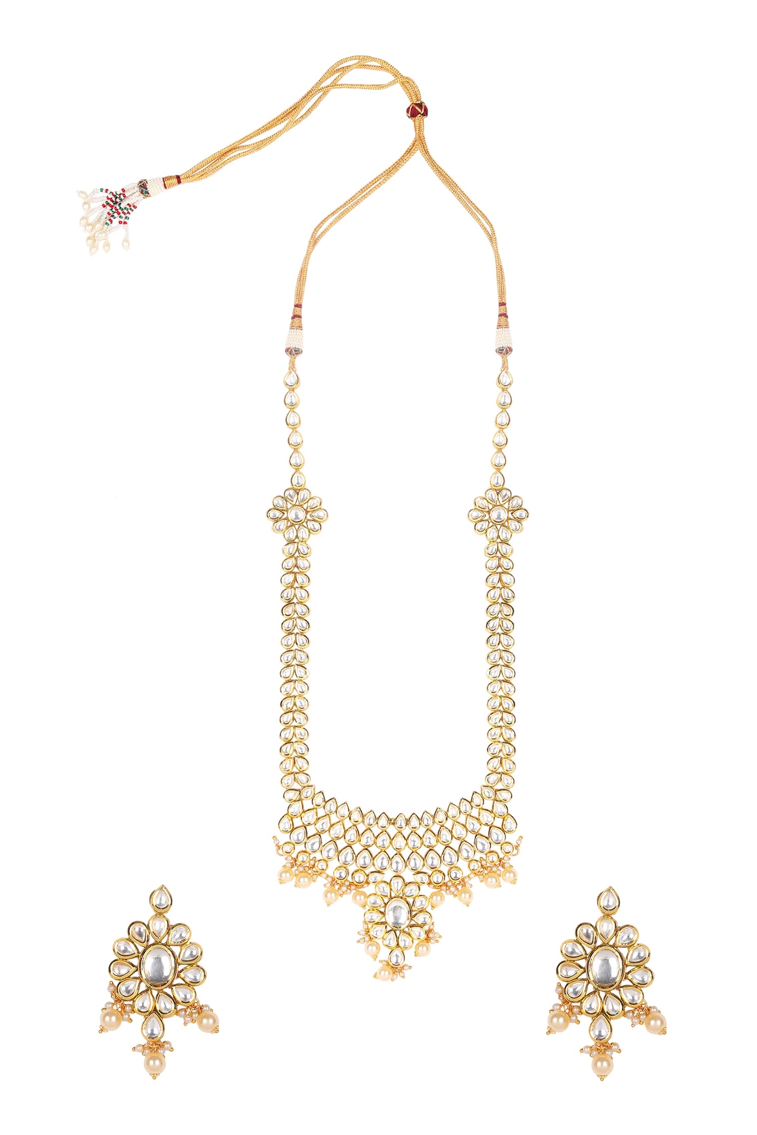 Buy Aakarsha by Ajay Floral Motif Kundan Necklace Jewellery Set Online ...