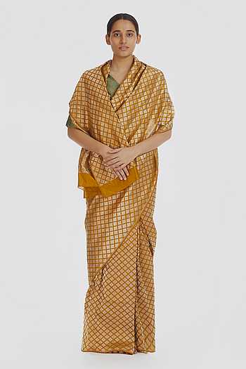 Yellow Woven Design Brocade Saree