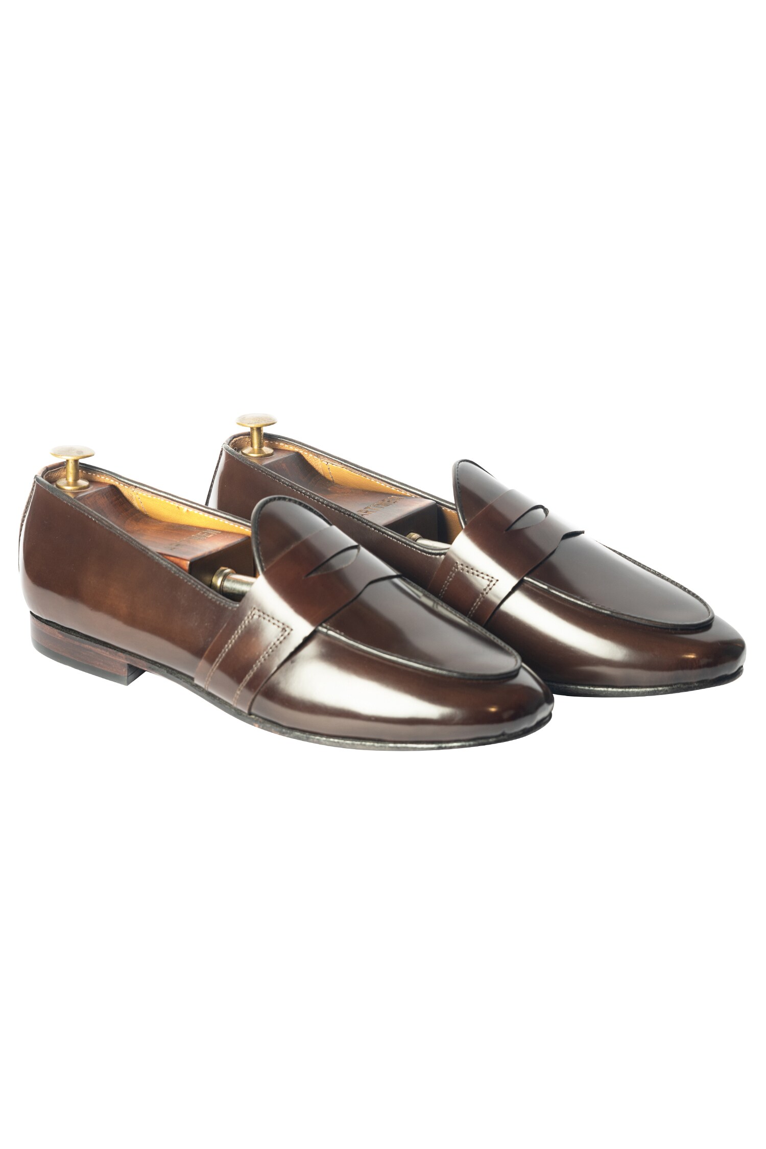 Buy Brown Handcrafted Penny Loafers For Men by Artimen Online at Aza ...