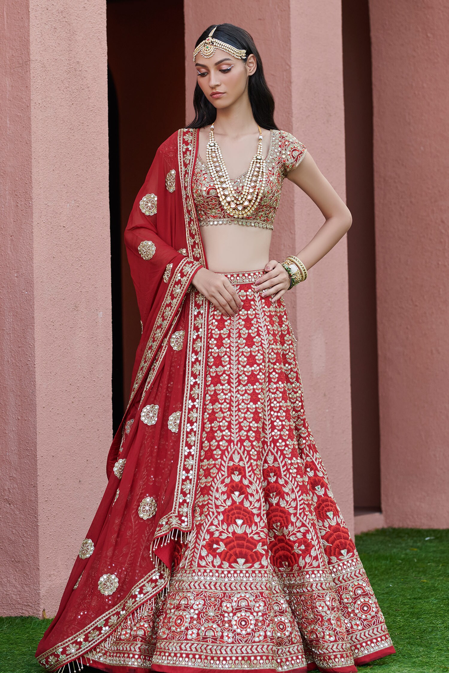 Buy Arpita Mehta Silk Embroidered Lehenga Set Online | Aza Fashions