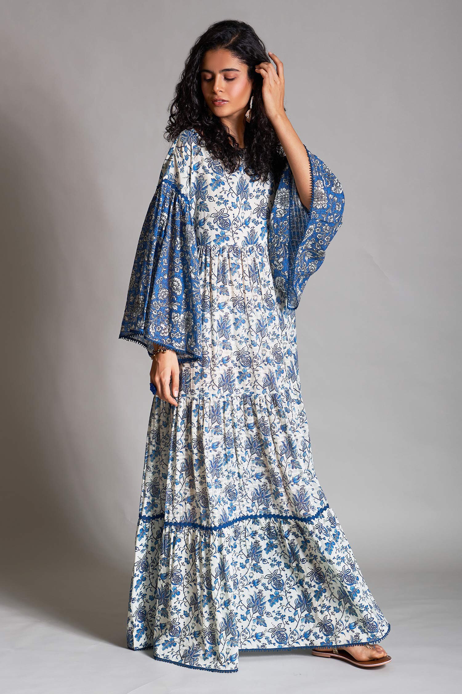 Buy White Cotton Dobby Boat Printed Dress For Women by Payal Jain ...