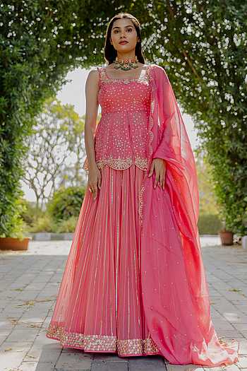 peplum top and lehenga