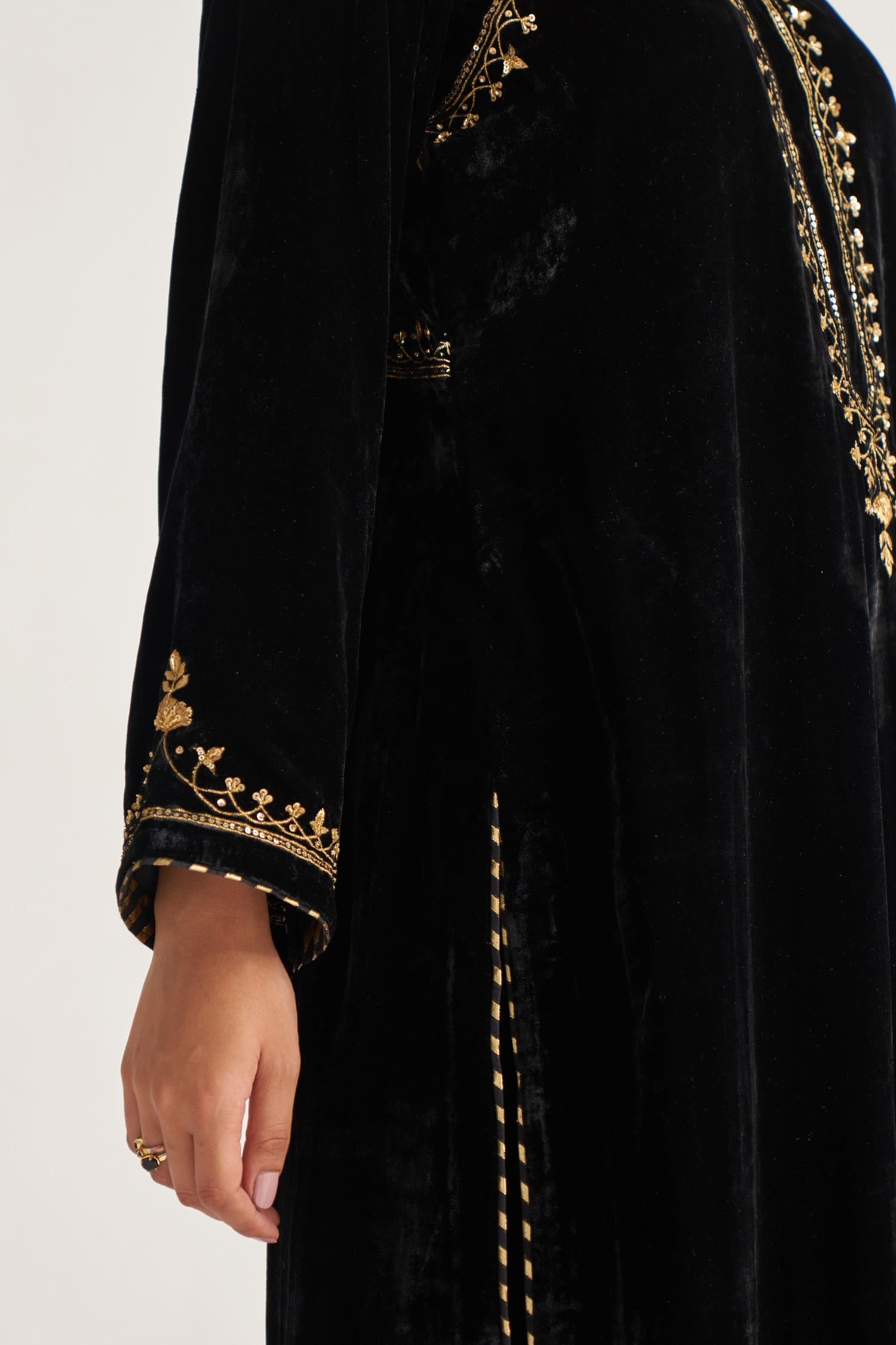 Buy Black Velvet Embroidery Notched Kurta For Women by Anantaa by Roohi  Online at Aza Fashions.