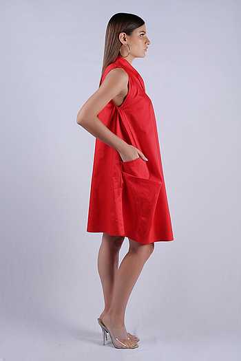 aligne red dress Buy Aligne Red Cotton Shift Dress Online