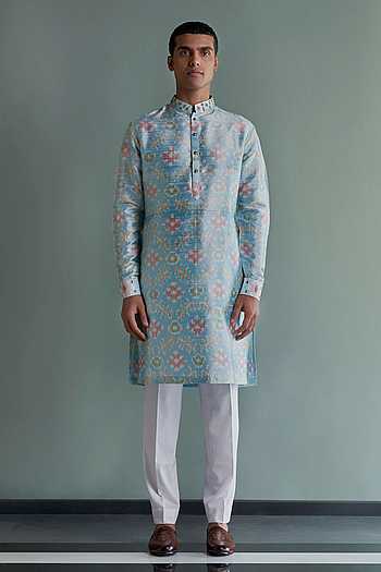 Pink Ikat Men's Kurta Set