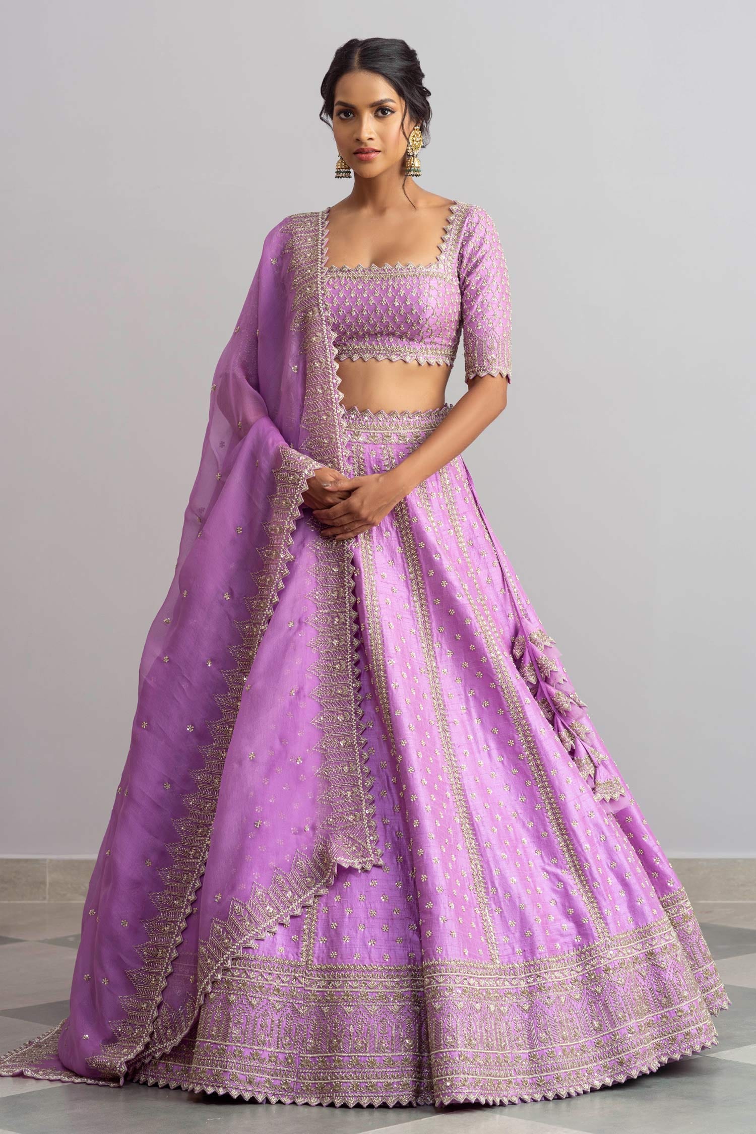Buy Anushree Reddy Pink Embroidered Lehenga Set Online | Aza Fashions