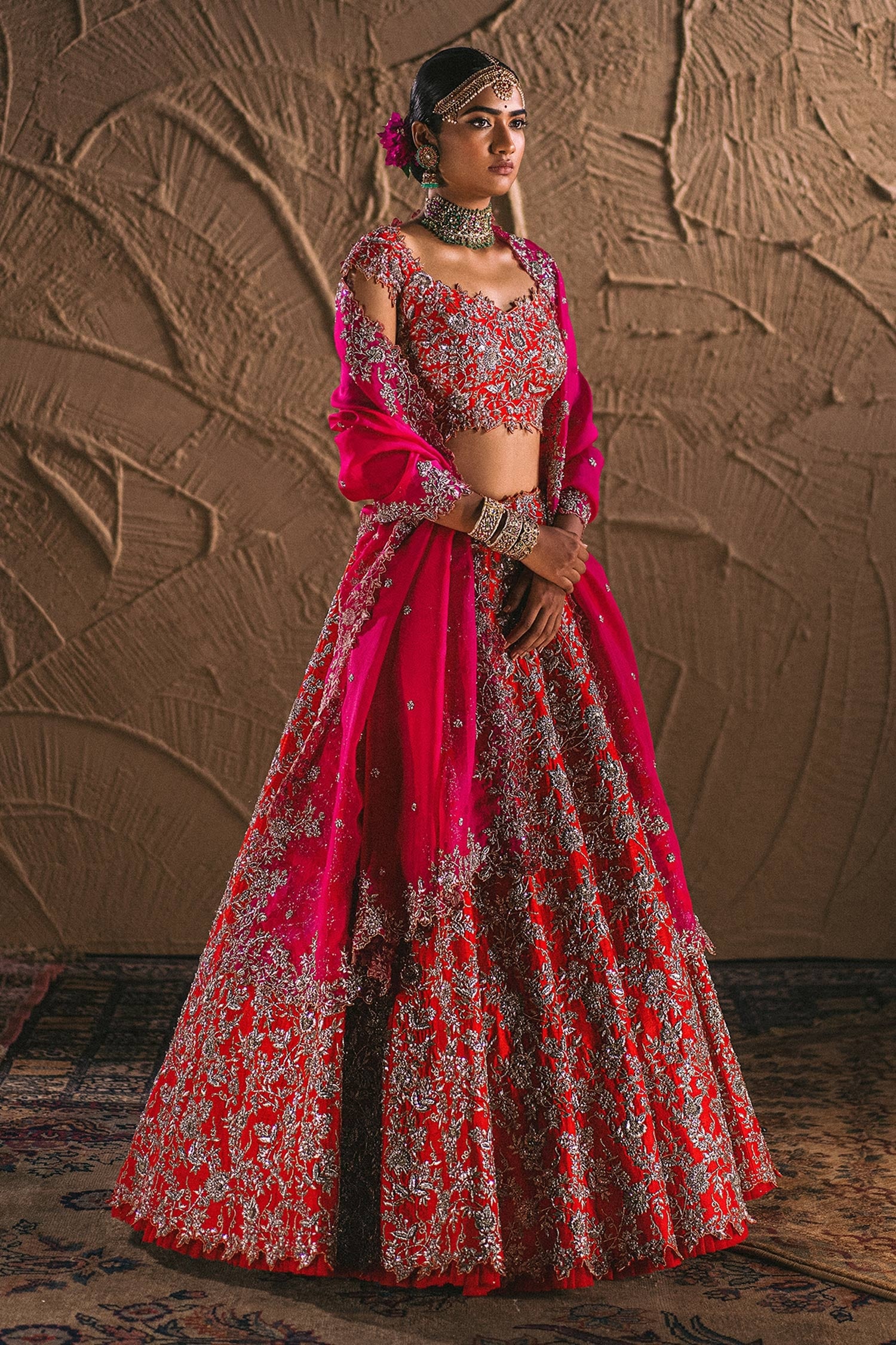 Buy Green Organza Embroidery Sweetheart Neck Hazrat Bridal Lehenga Set For  Women by Anushree Reddy Online at Aza Fashions.