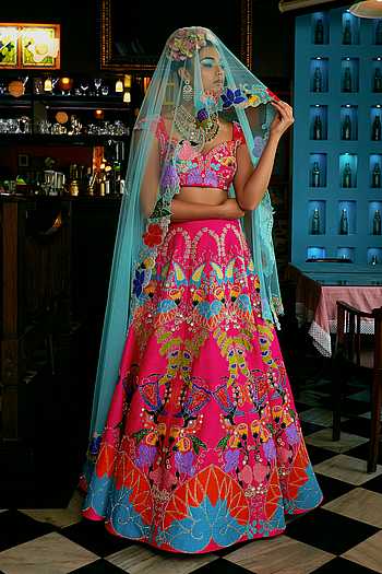 Aaina Rose Silk Lehenga Set