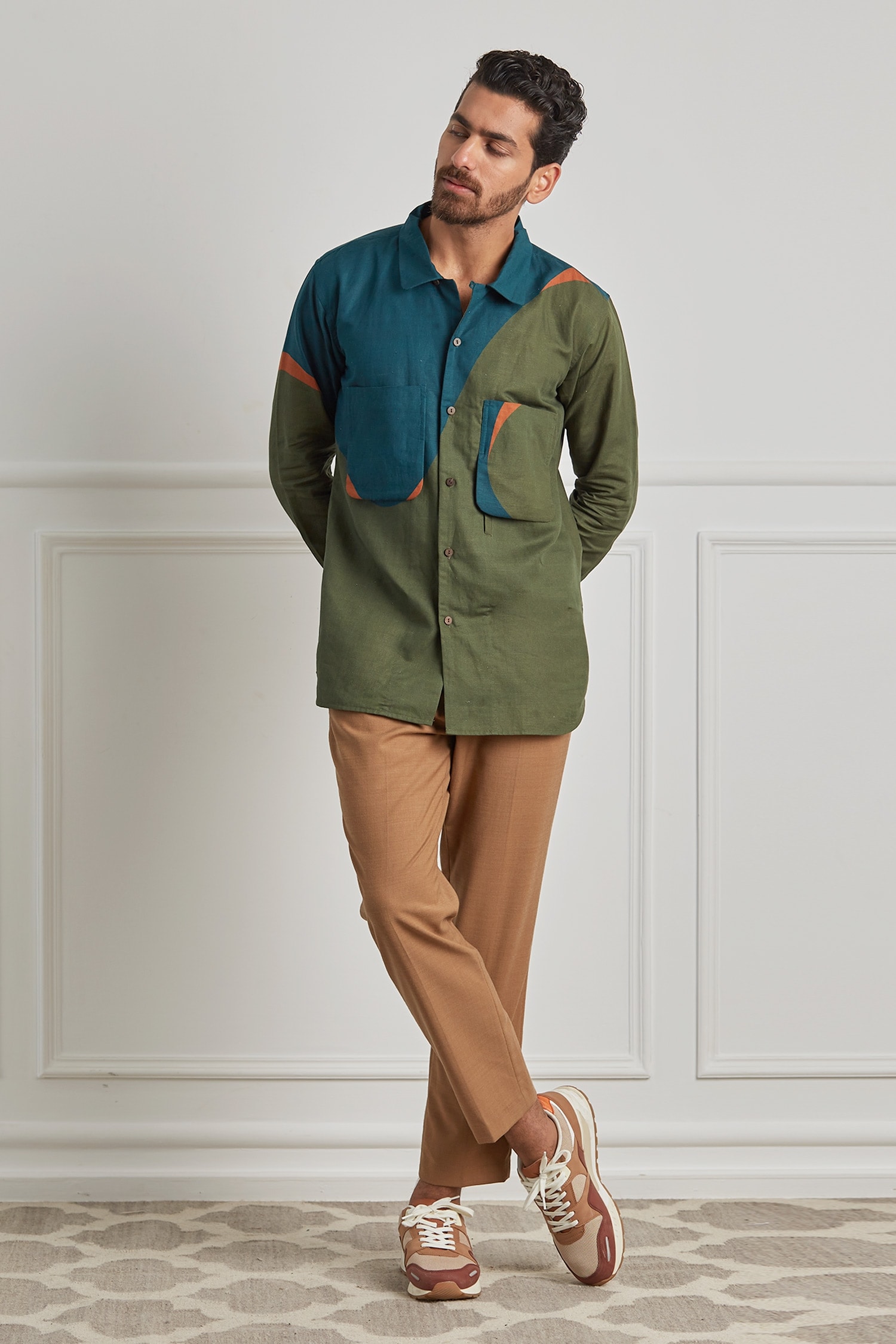 Buy Green Cotton Linen Waves Shirt For Men by Artless Online at Aza  Fashions.