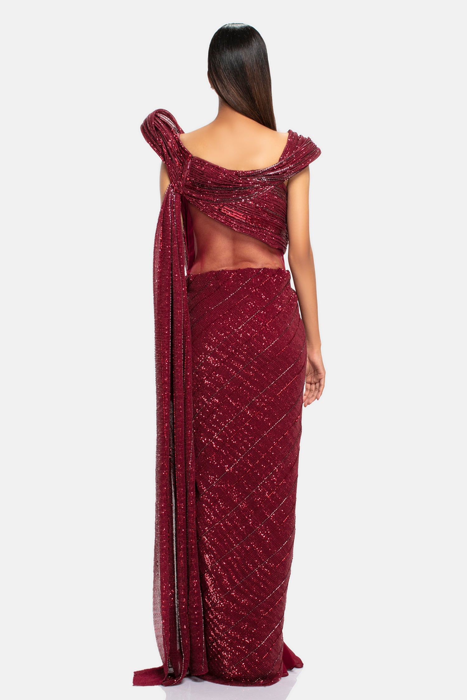 maroon sequin gown