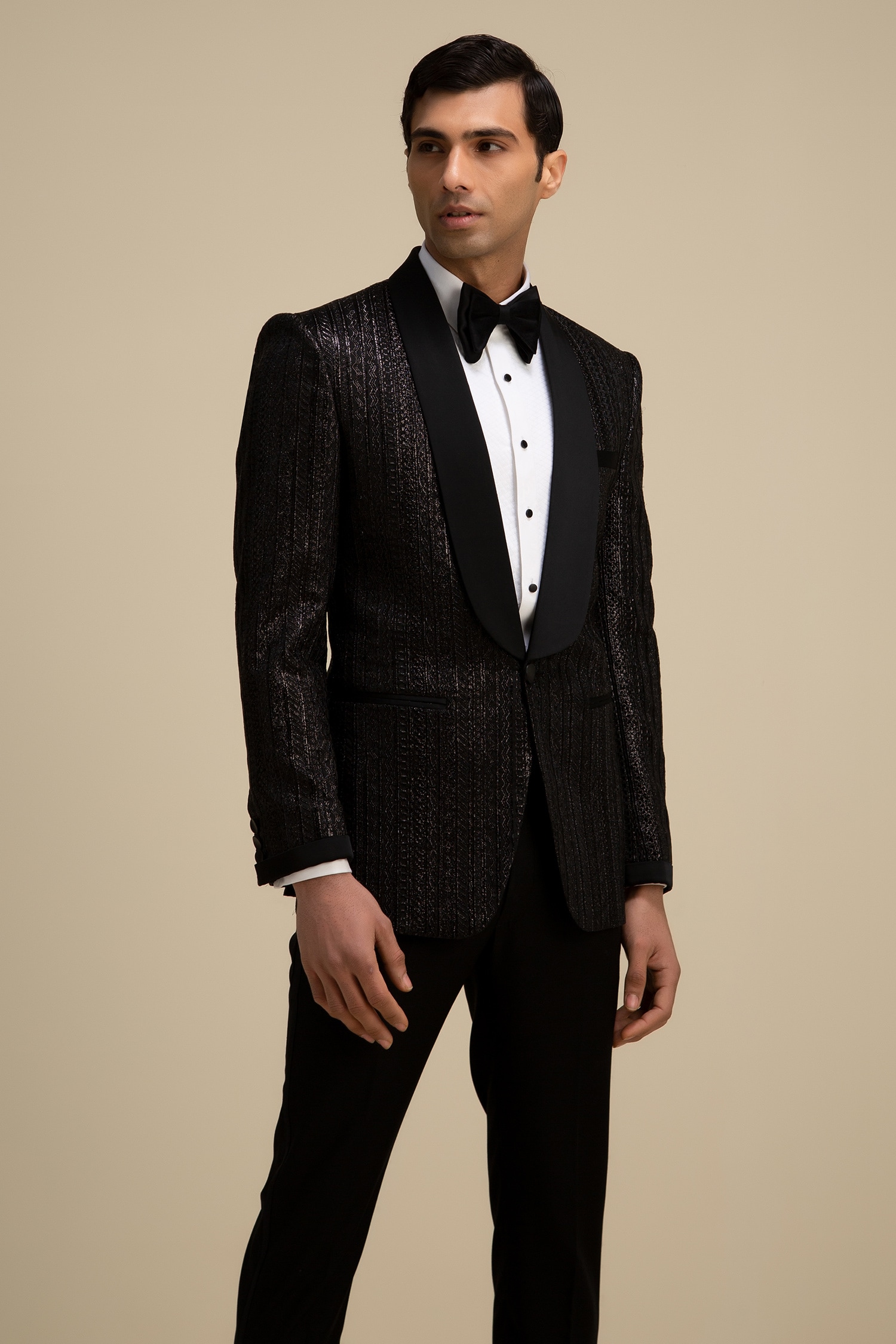 Buy Black Silk Embellished Tuxedo For Men by Philocaly Online at Aza ...