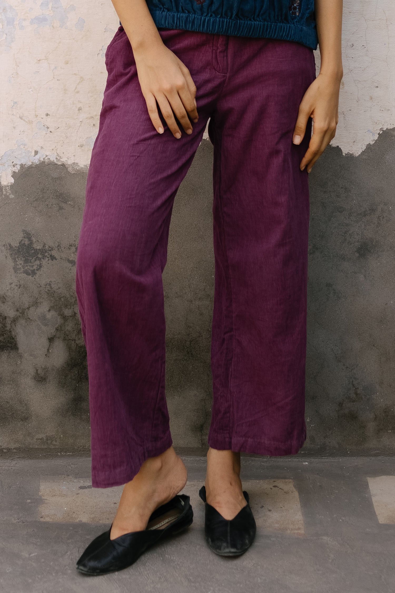 Corduroy trousers  Purple  Ladies  HM IN