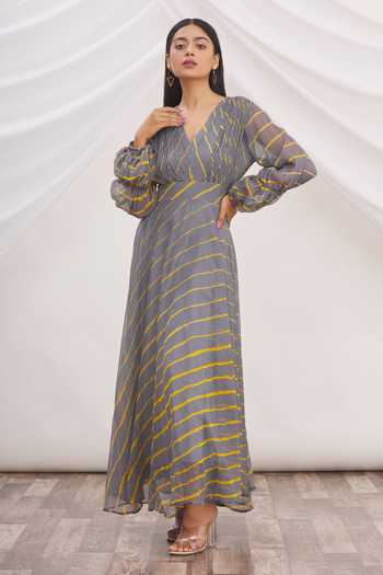 Leheriya Tie-Dye 2pc Cotton Unstitched Dress Material Kurta Set with Earrings 07 main image 0