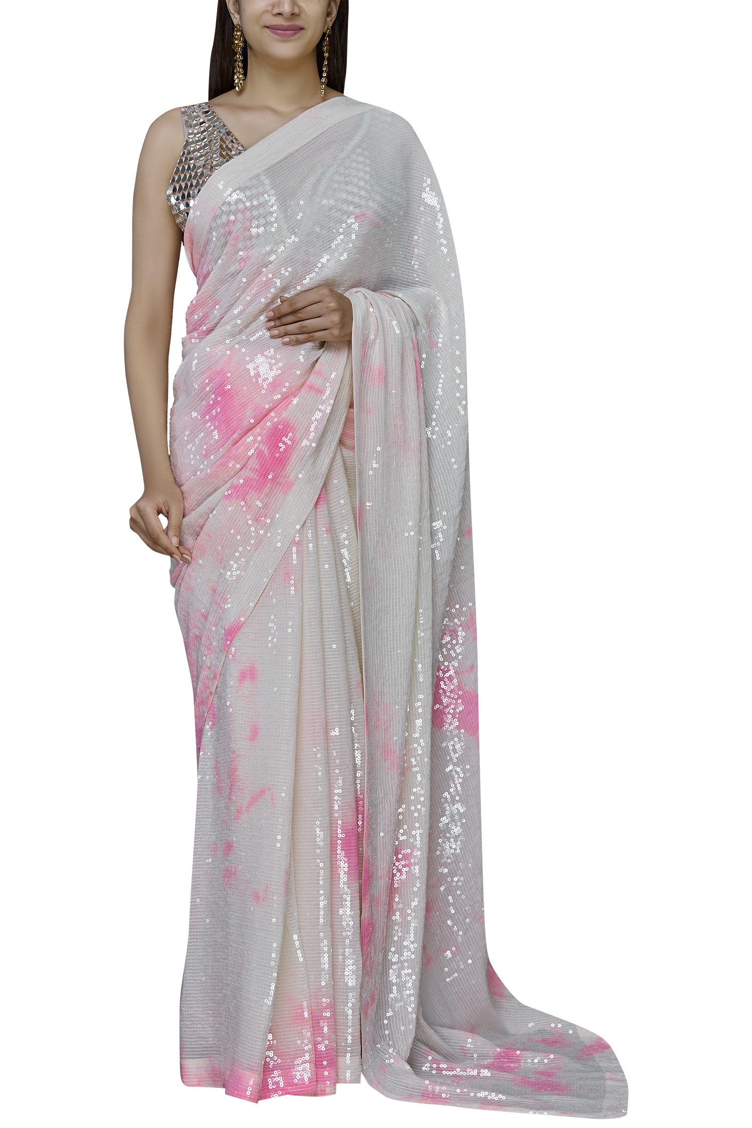Buy Tie-Dye Sequin Saree Set by Akanksha Gajria at Aza Fashions