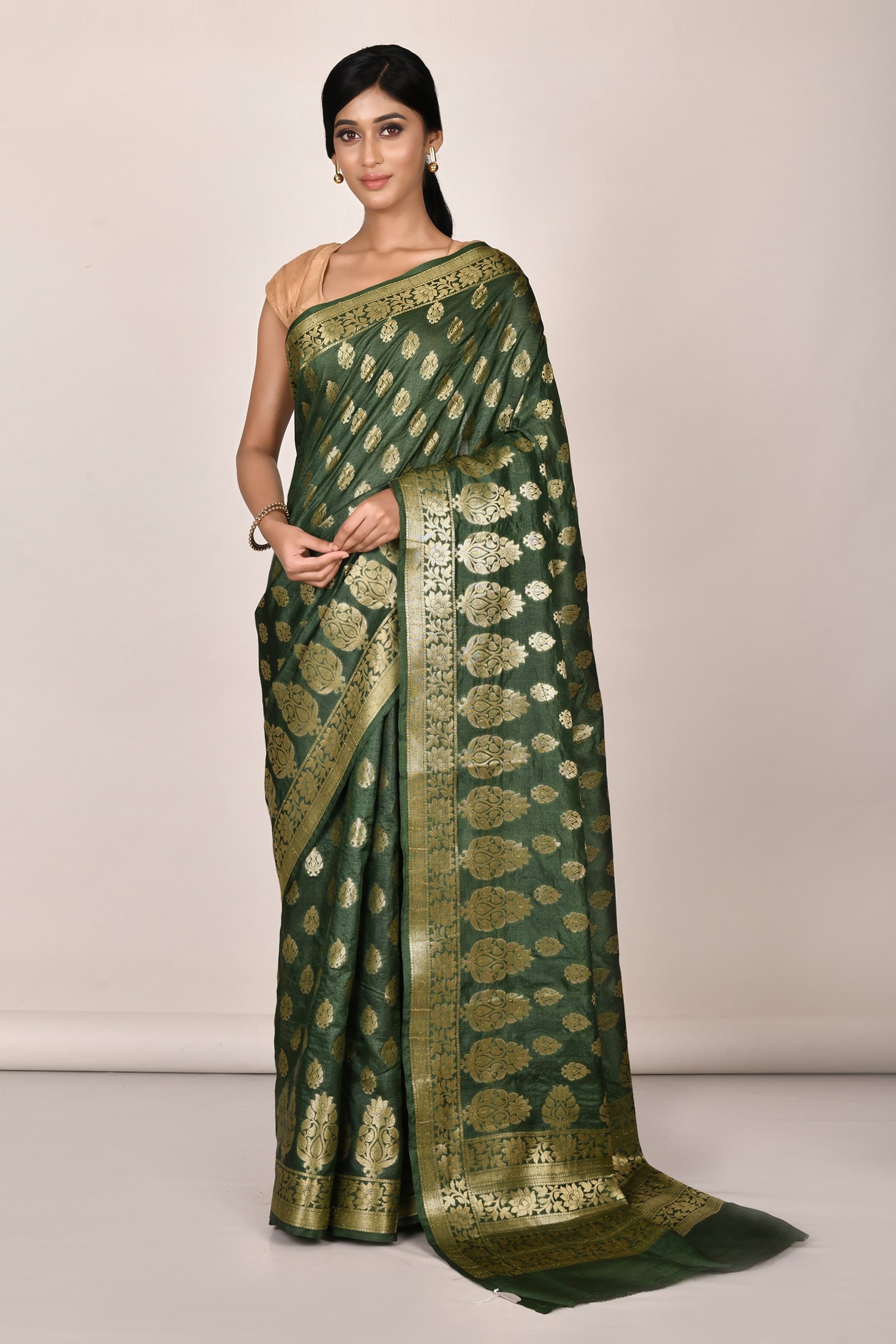 Buy Green Woven Banarasi Saree For Women by Aryavir Malhotra Online at ...