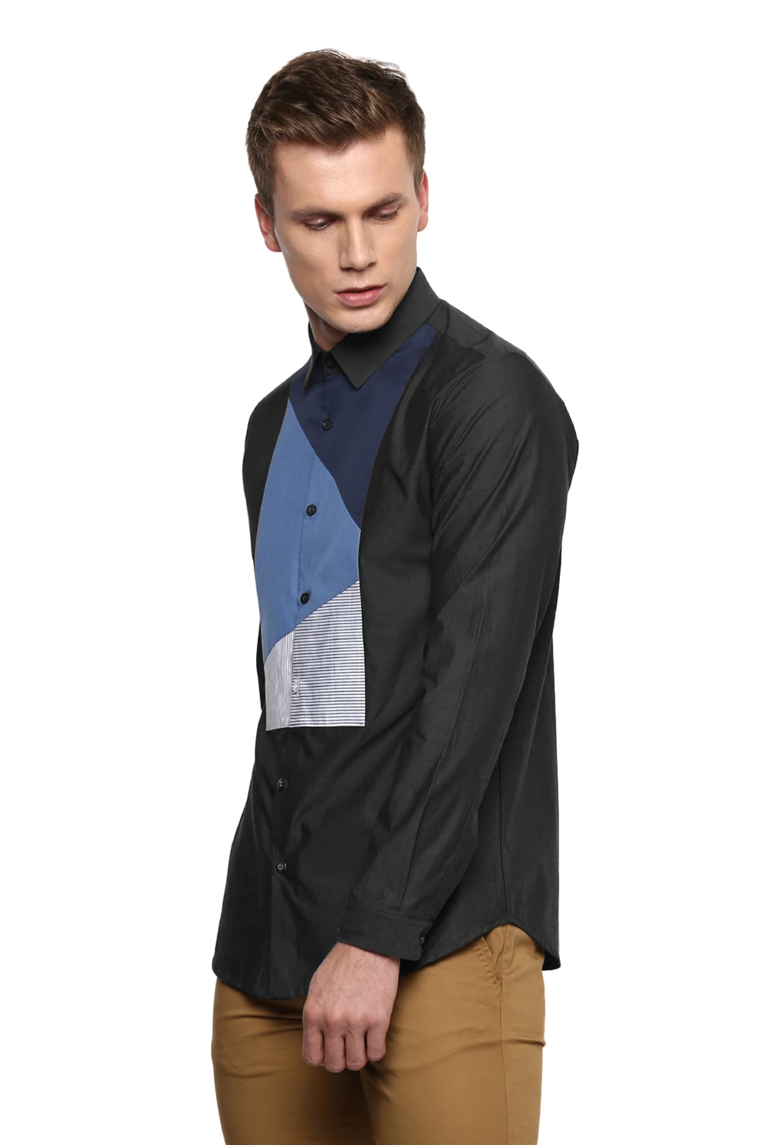 Buy Blue 100% Cotton Colorblock Shirt For Men by Lacquer Embassy Online at  Aza Fashions.