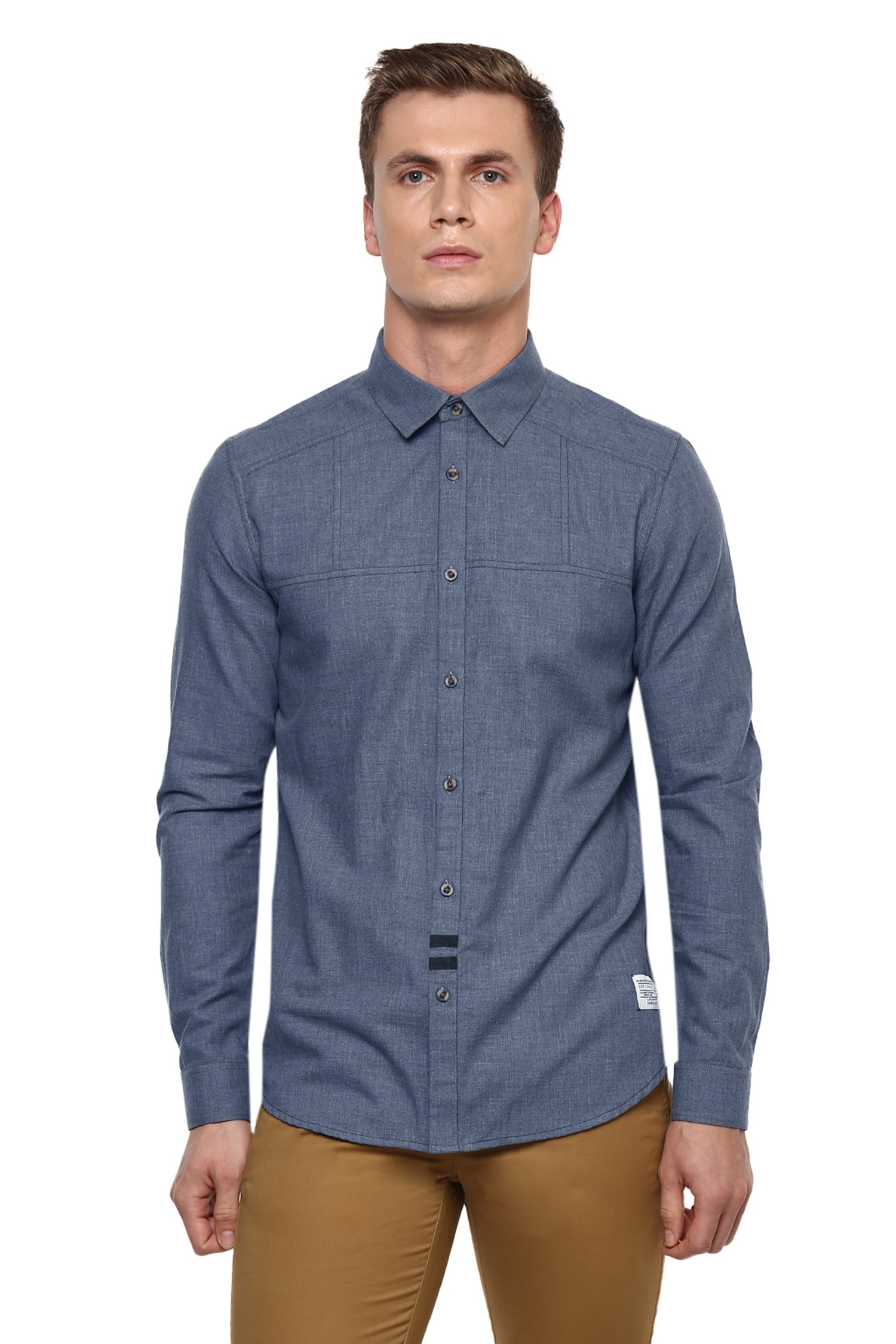 Buy Lacquer Embassy Blue Cotton Shirt Online | Aza Fashions